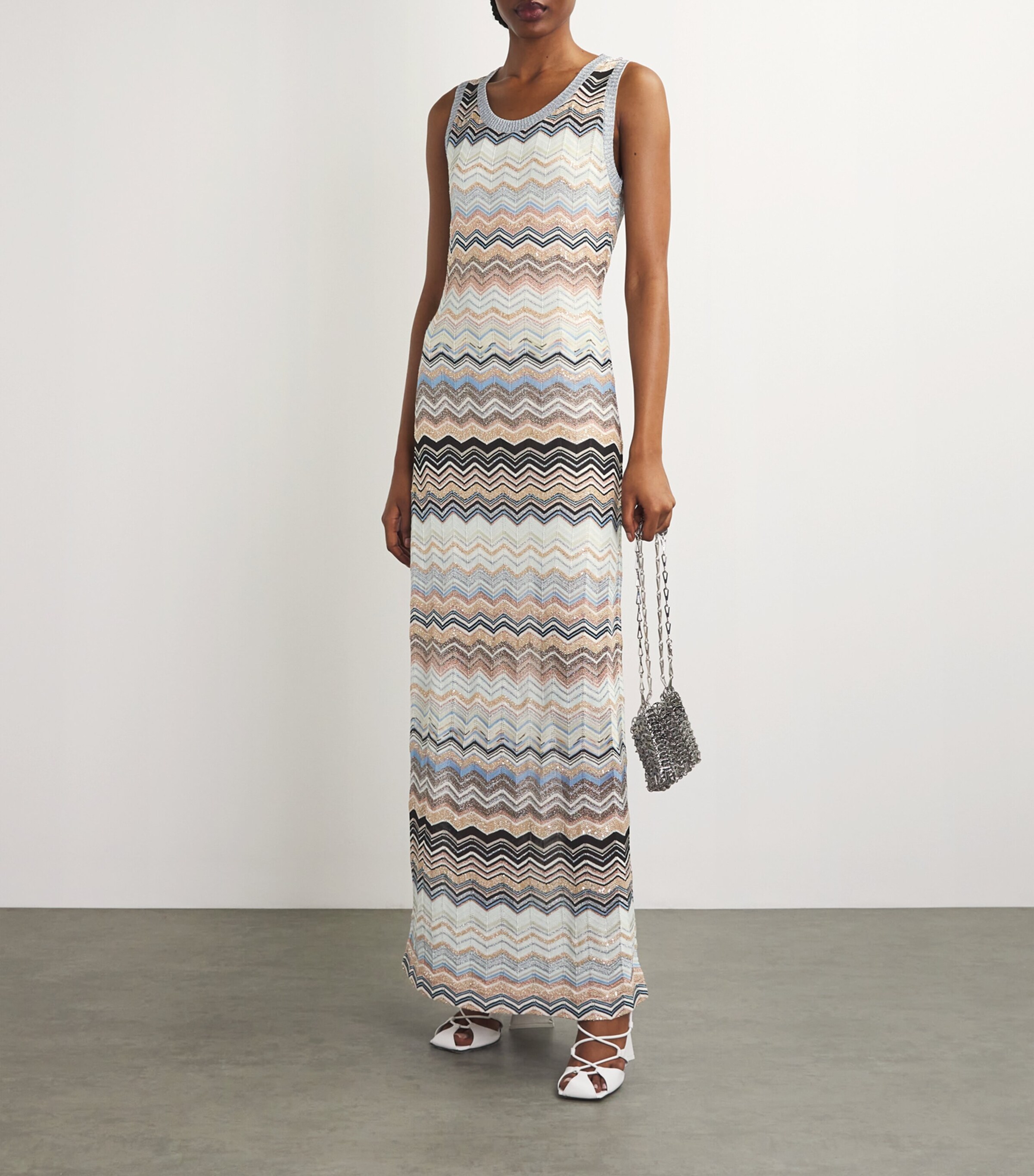 Missoni Womens Chevron-Knit Tank Dress Mult Ltblu/bei Image 2
