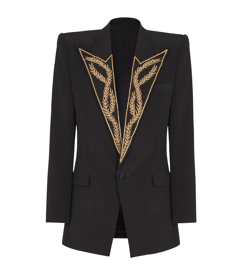 Balmain Mens Embroidered Tuxedo Jacket Ead Noir/or Image 1