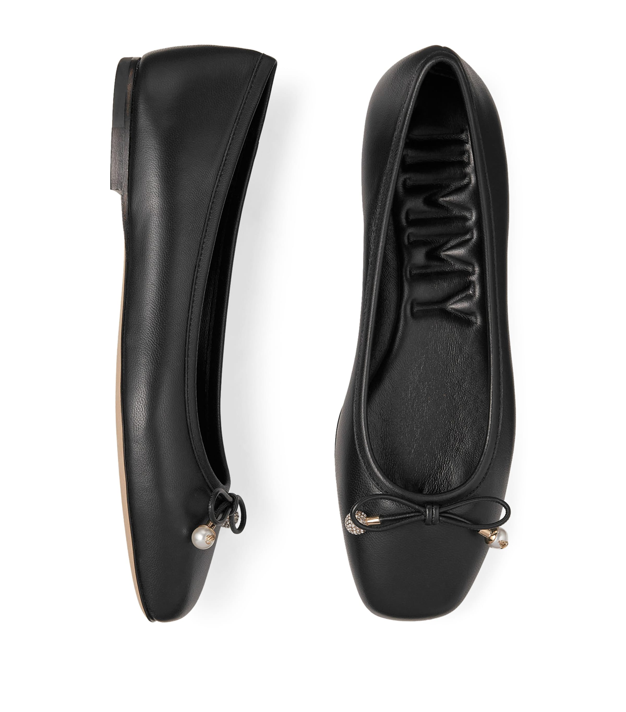 Jimmy Choo Black Elme Lambskin Ballet Flats | Harrods UK
