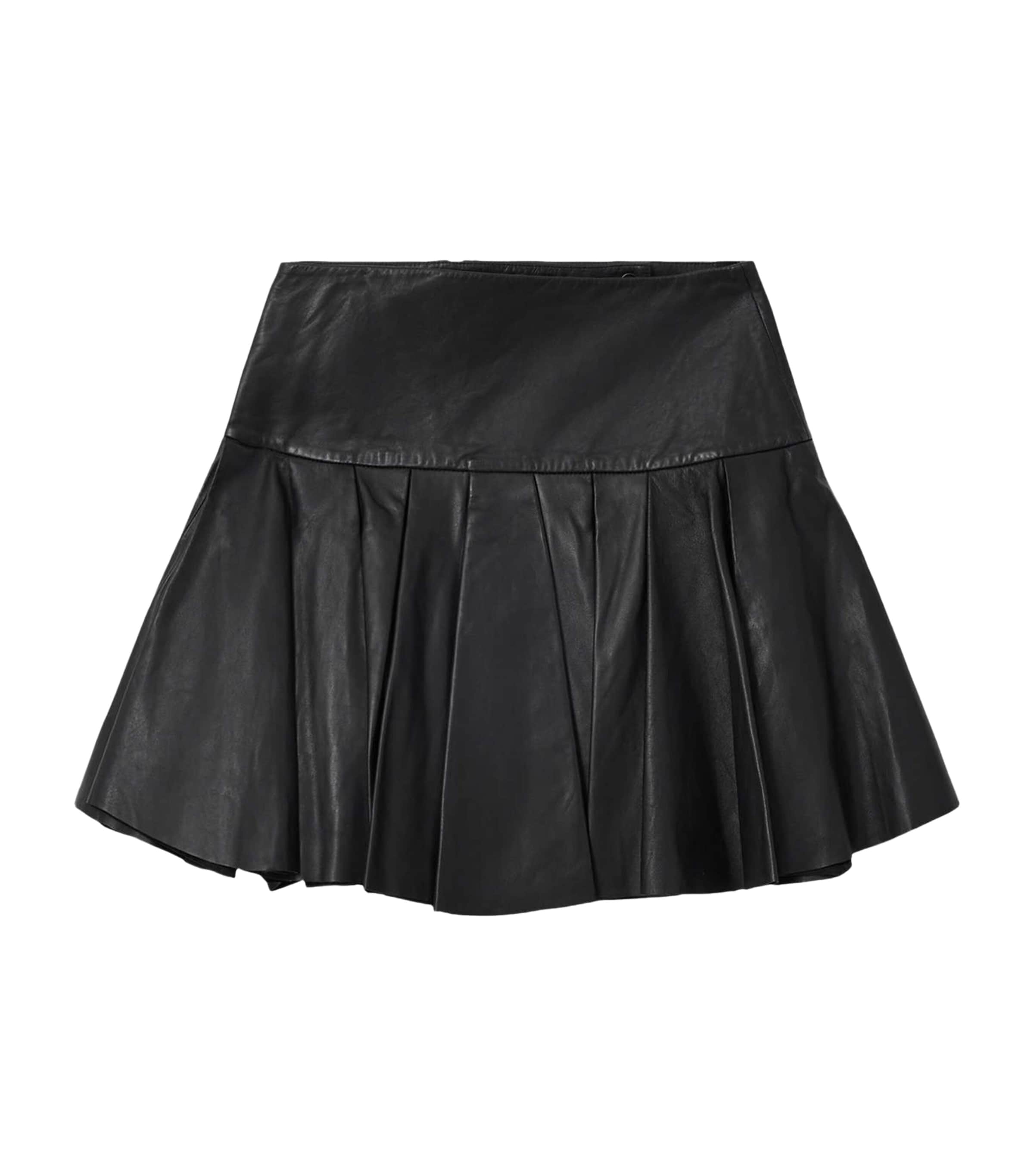 AllSaints Womens Nappa Leather Irina Mini Skirt Black Image 1