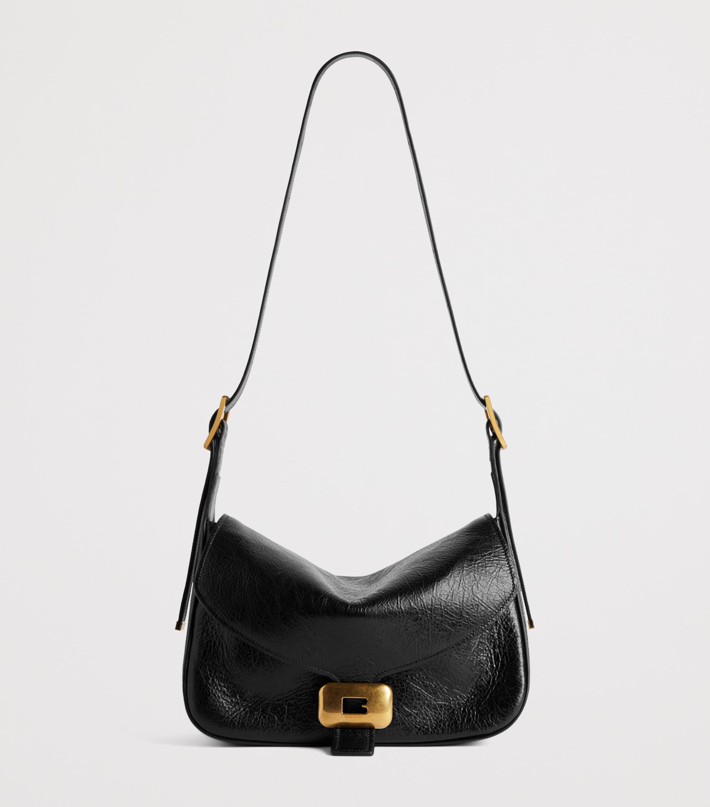 Balenciaga Black Lambskin Clicca Shoulder Bag | Harrods US