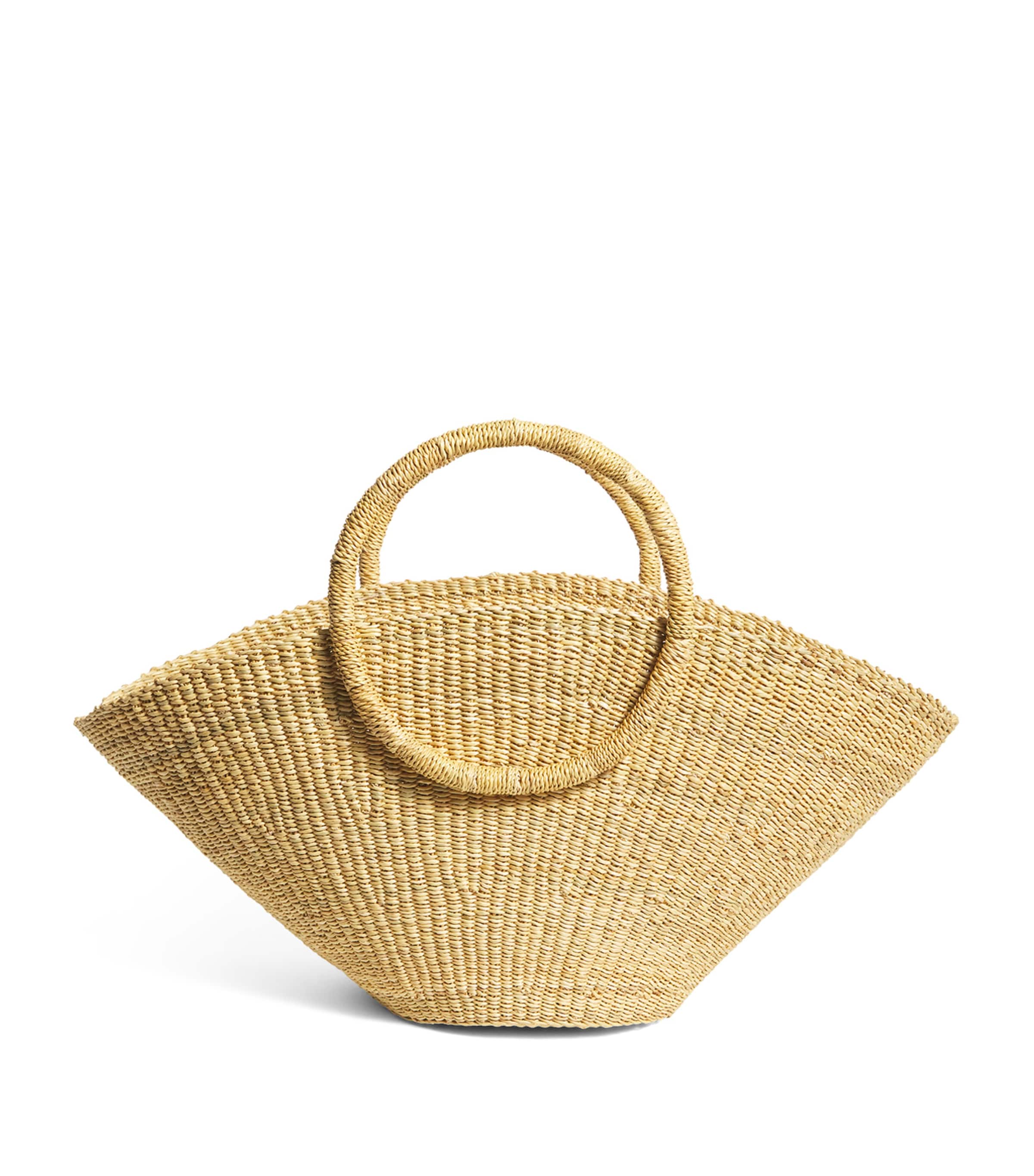 Muun Medium Straw Luna Tote Bag In Beige