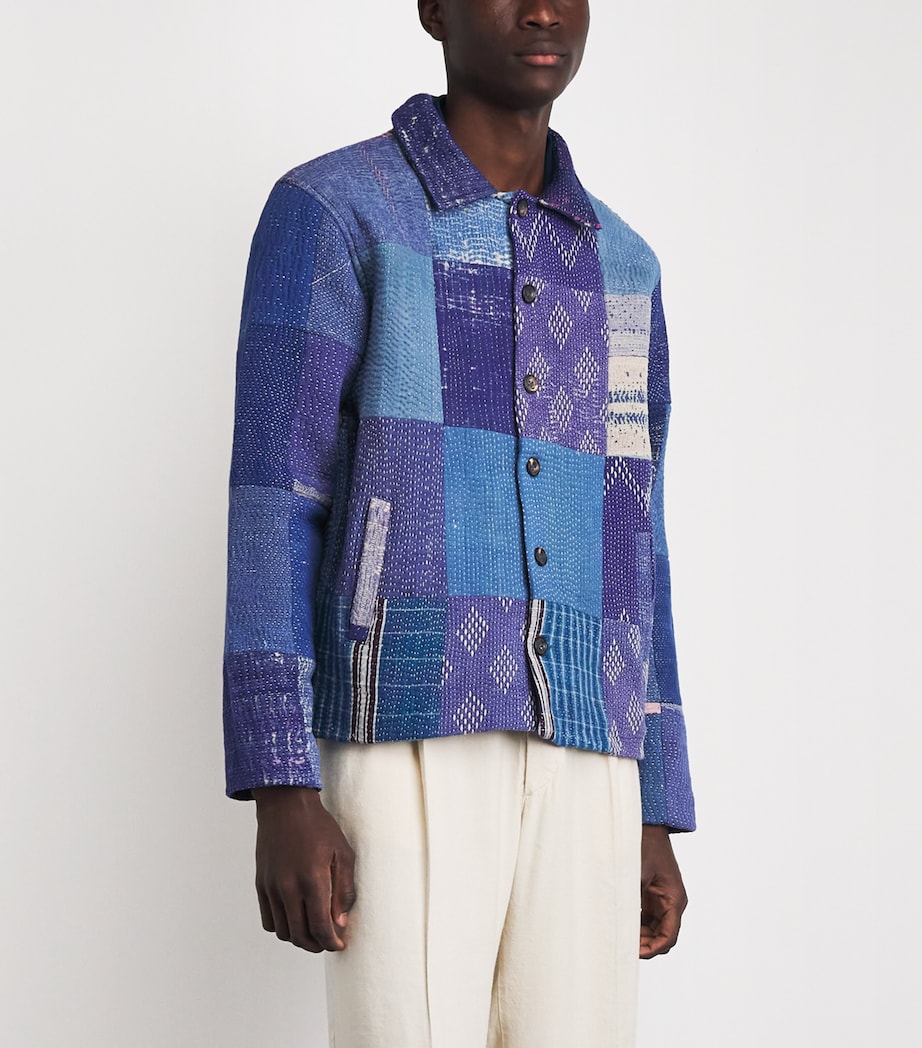 Cotton Patchwork Jacket BLUE/ WHITE Image 4