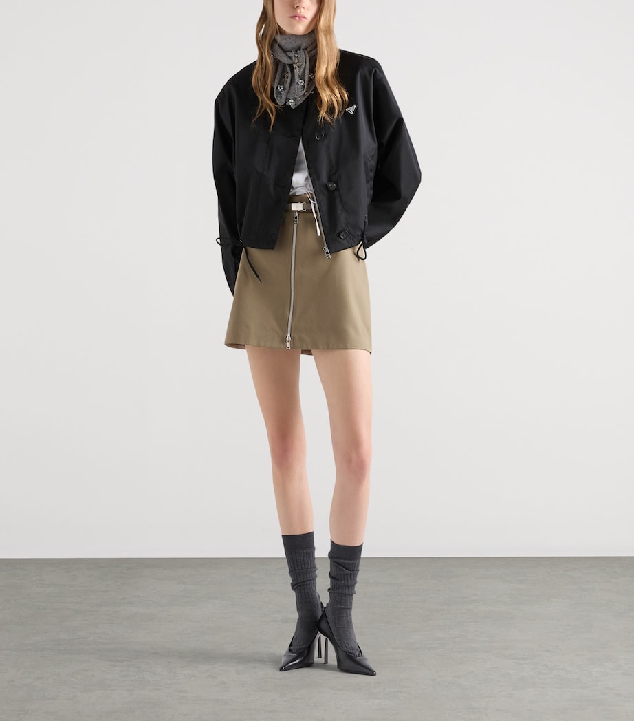 Prada Womens Chino Zip-Up Mini Skirt Grey Image 2