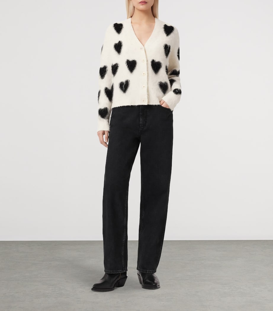 AllSaints Womens Scatter Heart Cardigan Chalk White/black Image 2