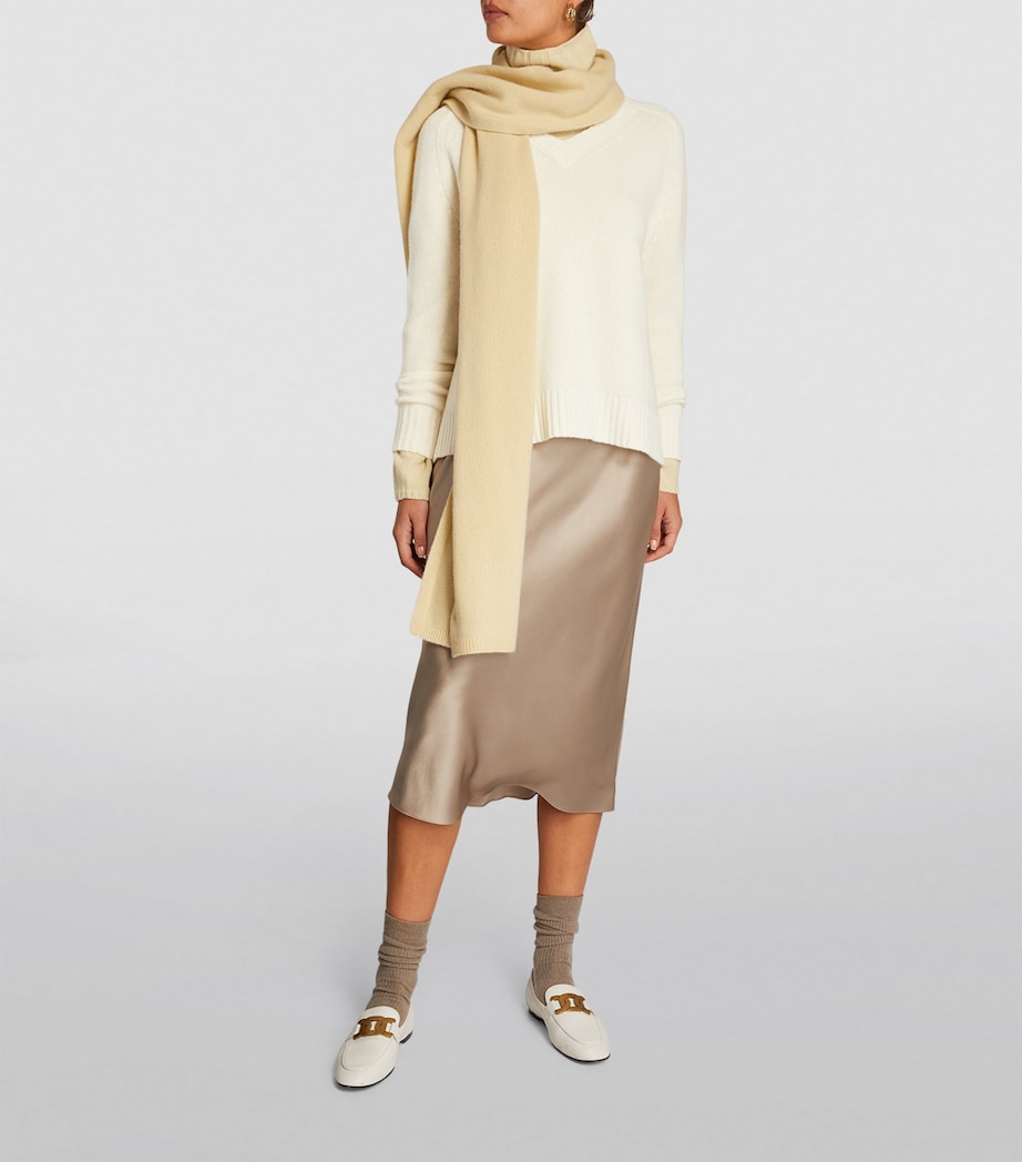 Open Cashmere V-Neck Sweater IVORY Image 2