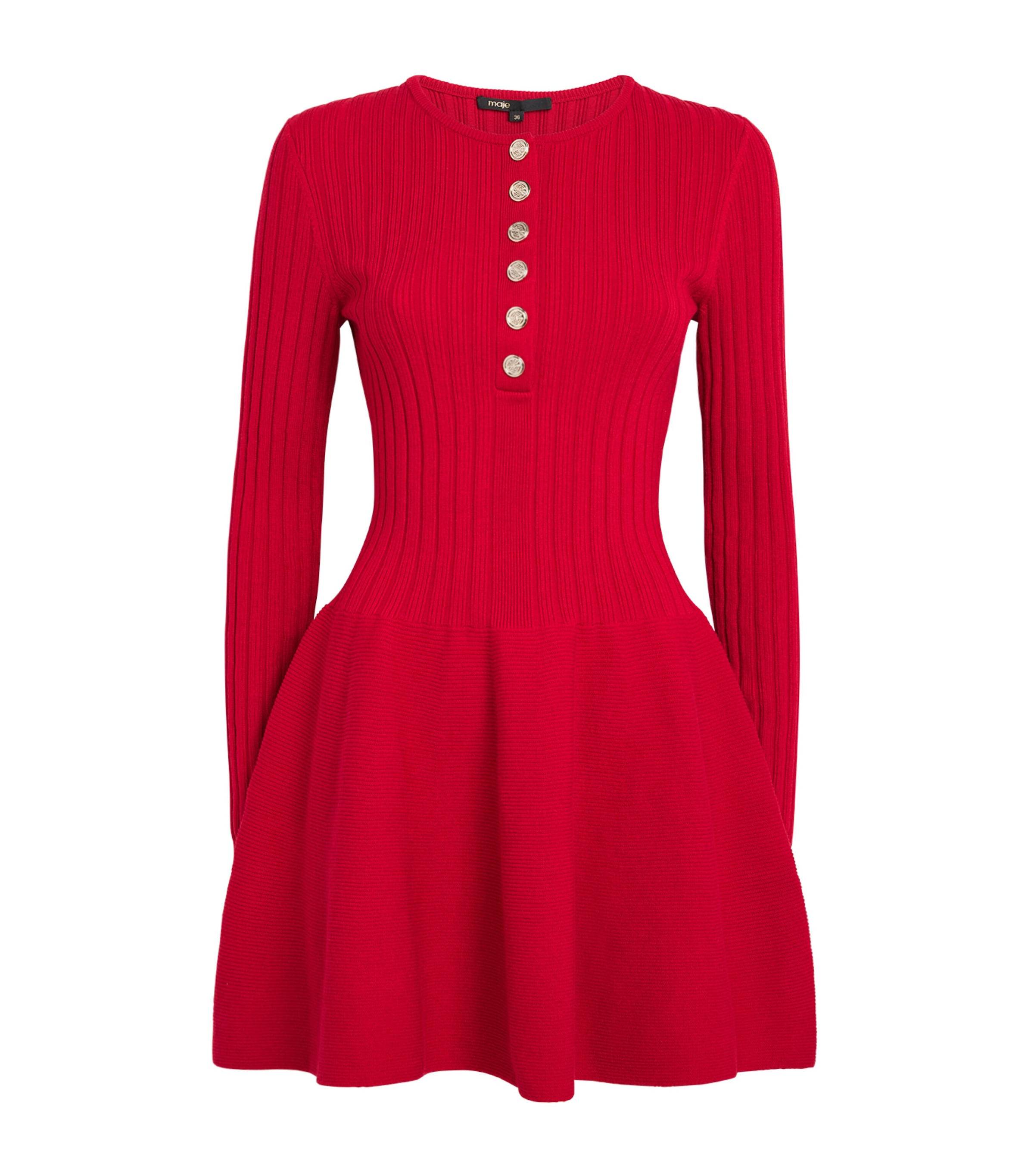 Maje Knitted Mini Dress In Red