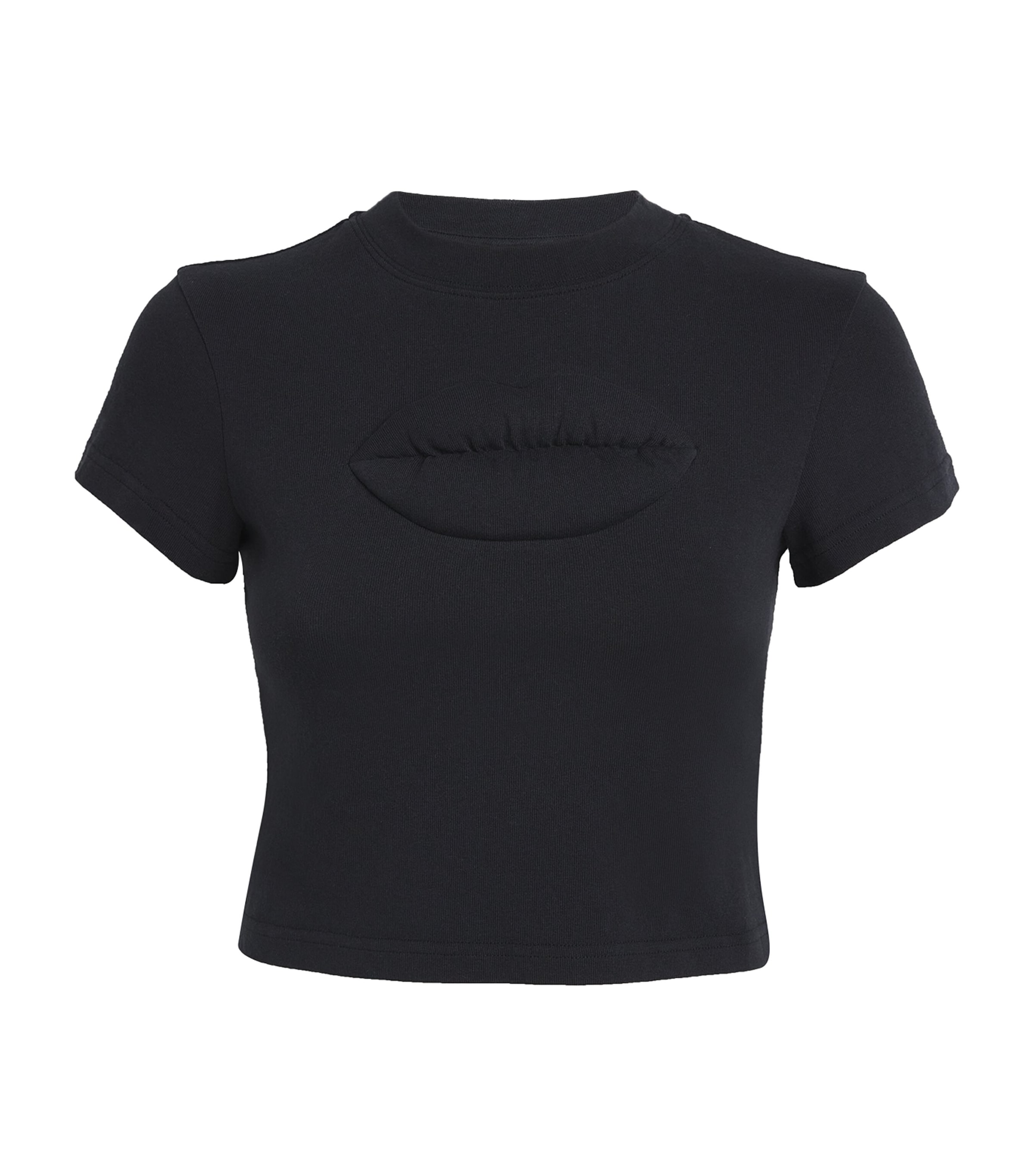 Shop A.w.a.k.e. Organic Cotton 3d Lip Appliqué T-shirt In Black