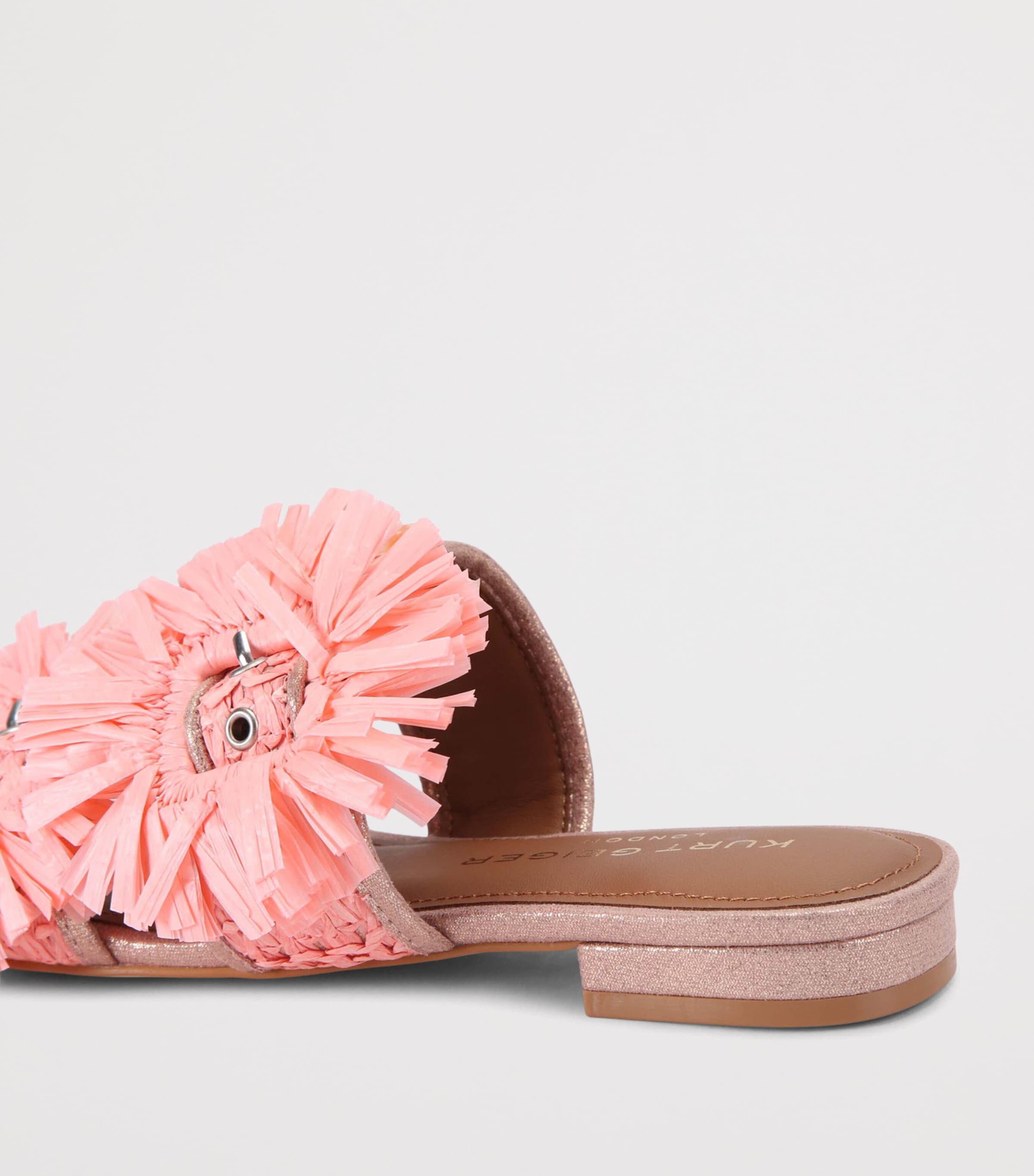 Kurt Geiger London Raffia Buckle Flat Sandals Pink Comb Image 2