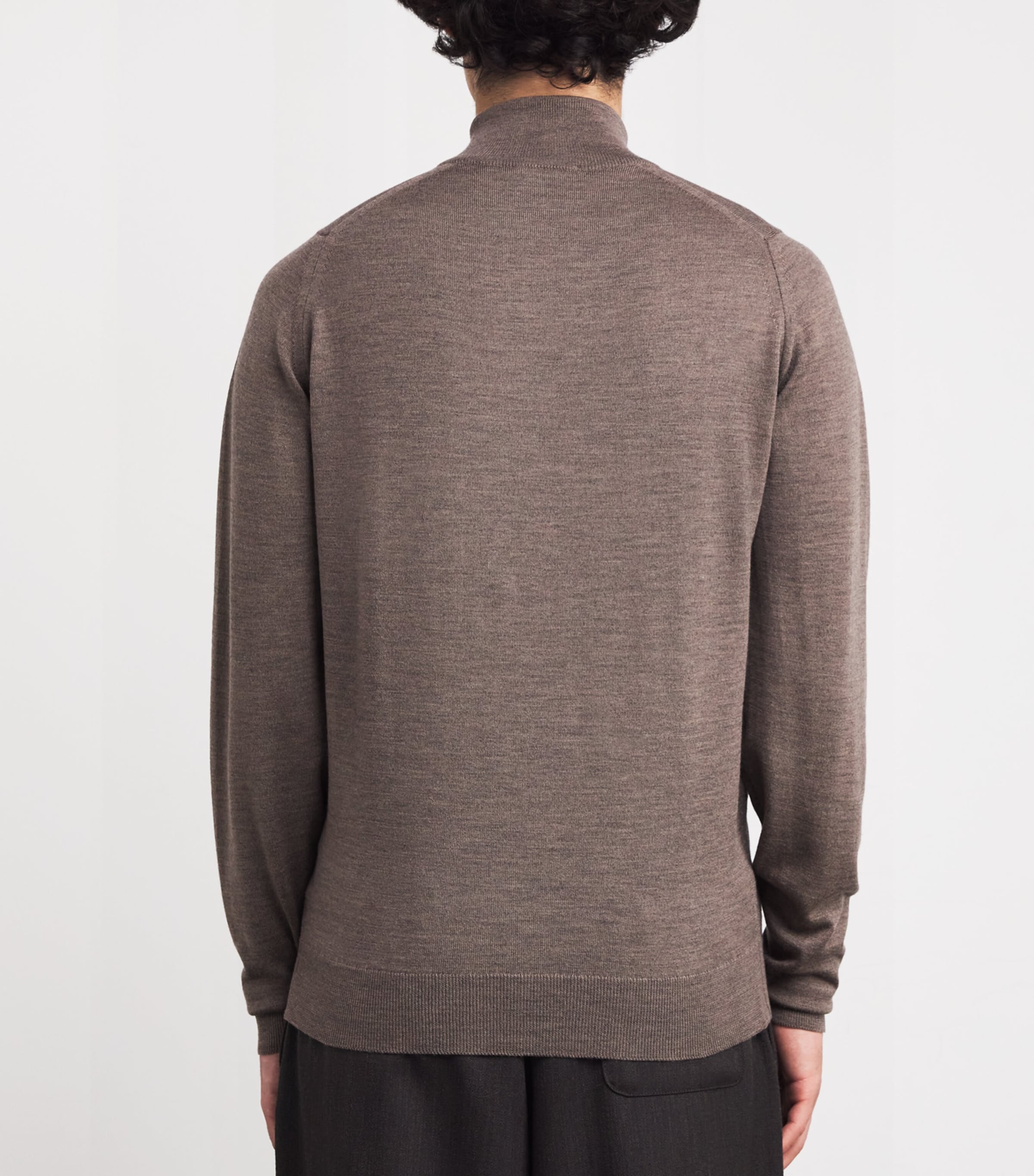 Extra Fine Merino Wool Half-Zip Tapton Sweater MUSHROOM Image 4