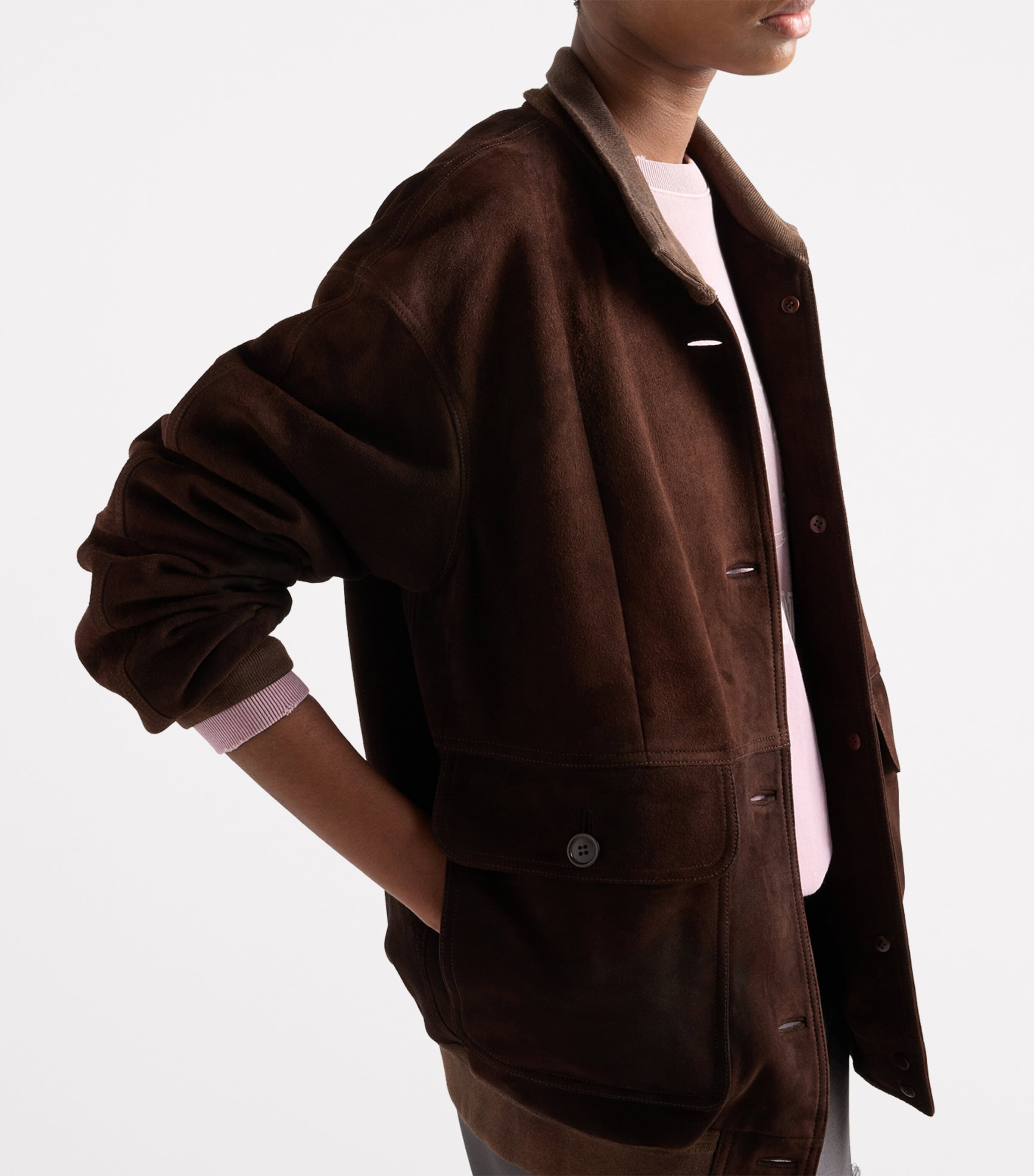 Suede Bomber Jacket F0003 Image 4