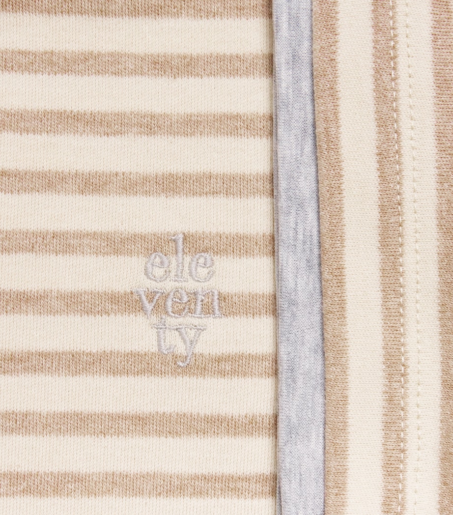 Eleventy Kids Cotton Stripe T-Shirt (2-16 Years) Ivory/beige Image 4