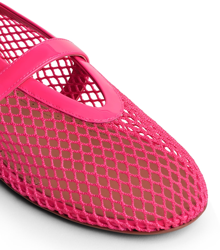 Alaïa Leather Mesh Ballet Flats Dahlia Pink Image 4