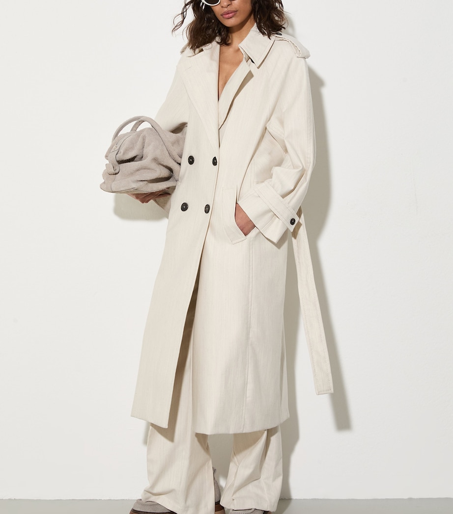 Cotton-Wool Straight Trousers WOOL WHITE Image 3