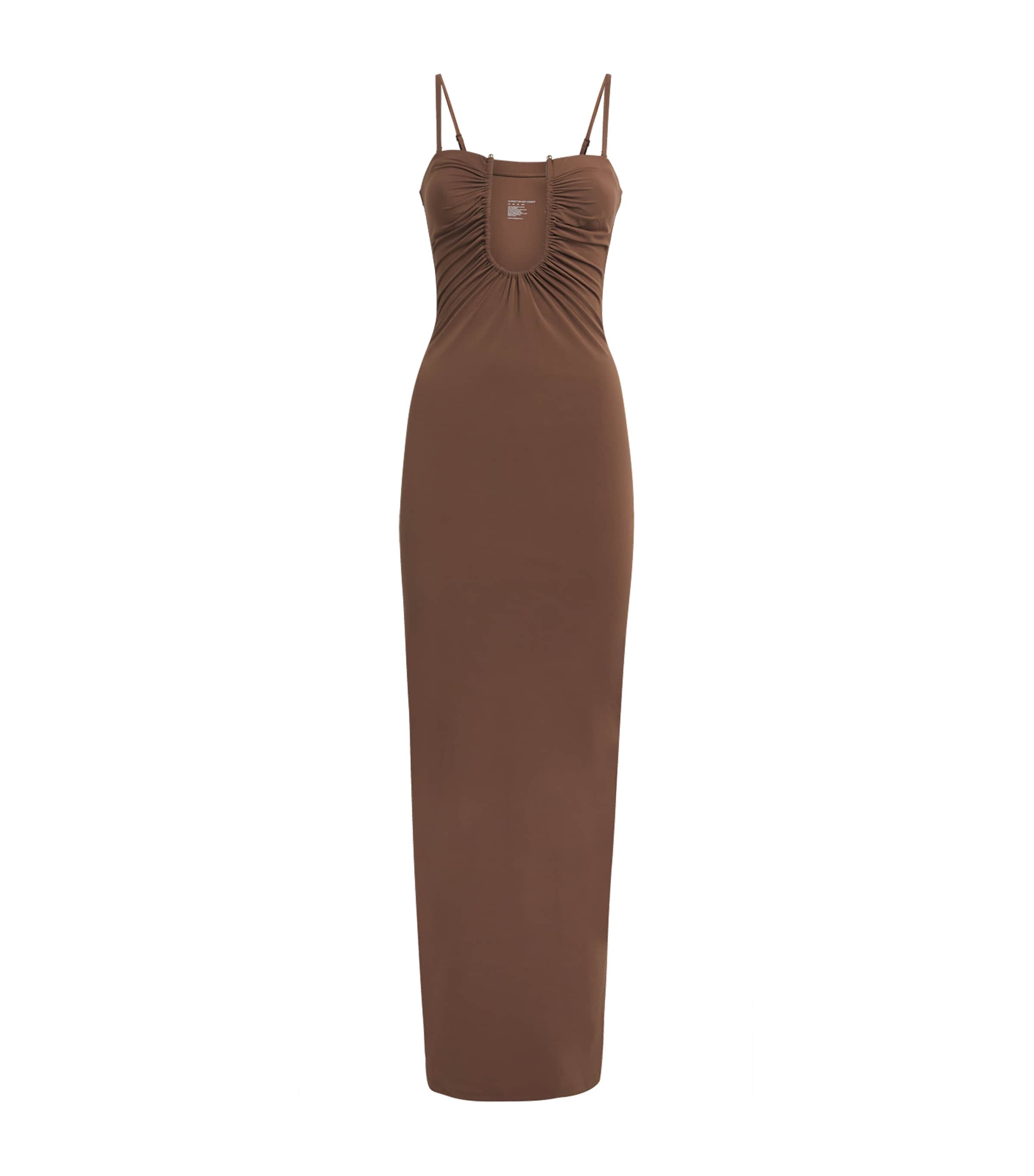 Christopher Esber Womens Arched Maxi Dress Husk Brown Image 1