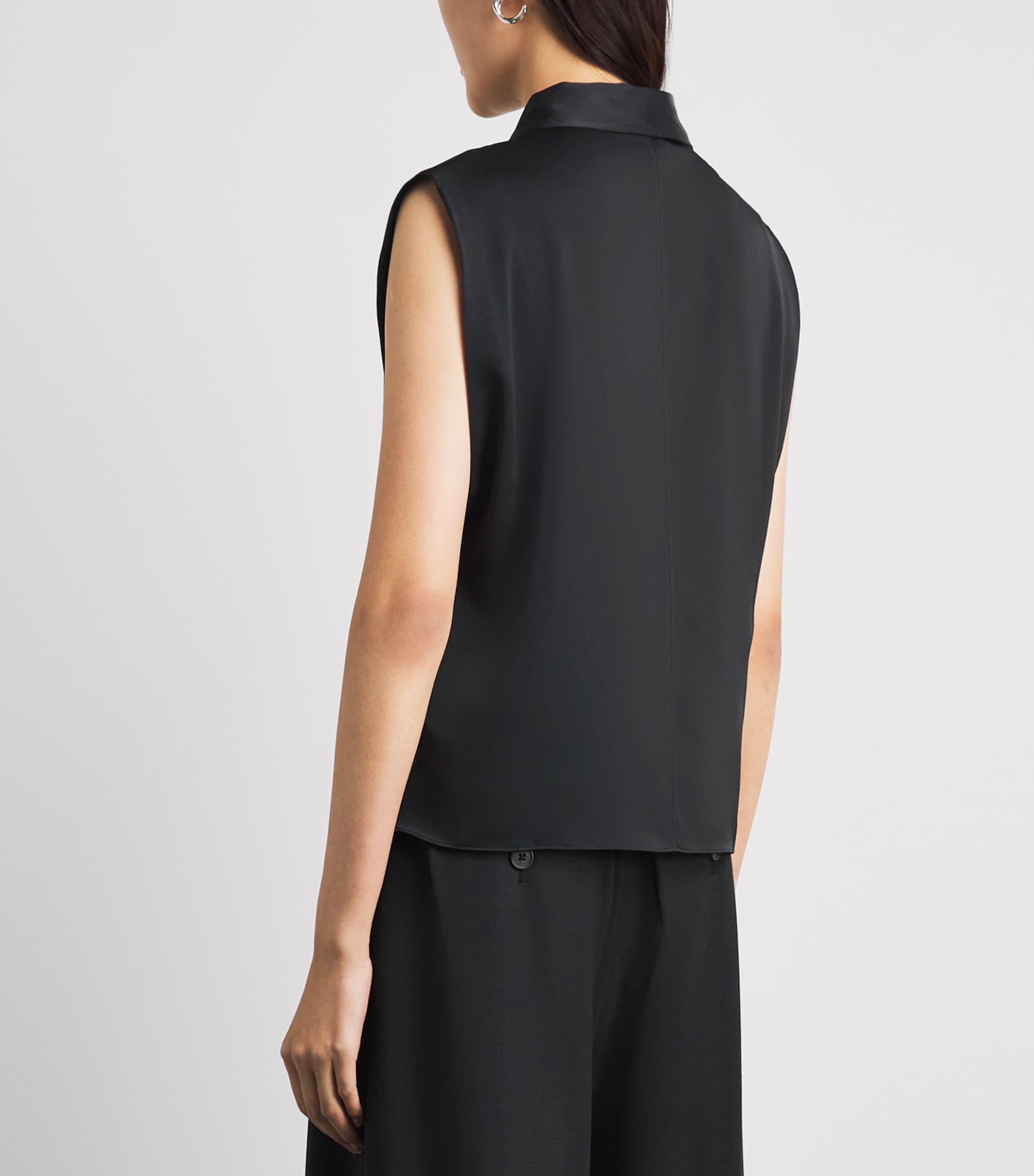 ME+EM Womens Satin Sleeveless Blouse Black Image 5