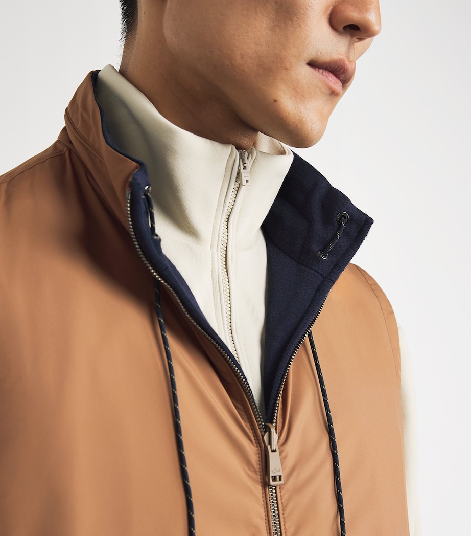 Wool-Silk Riviera Reversible Gilet 627 NOCCIOLA/BLU Image 7