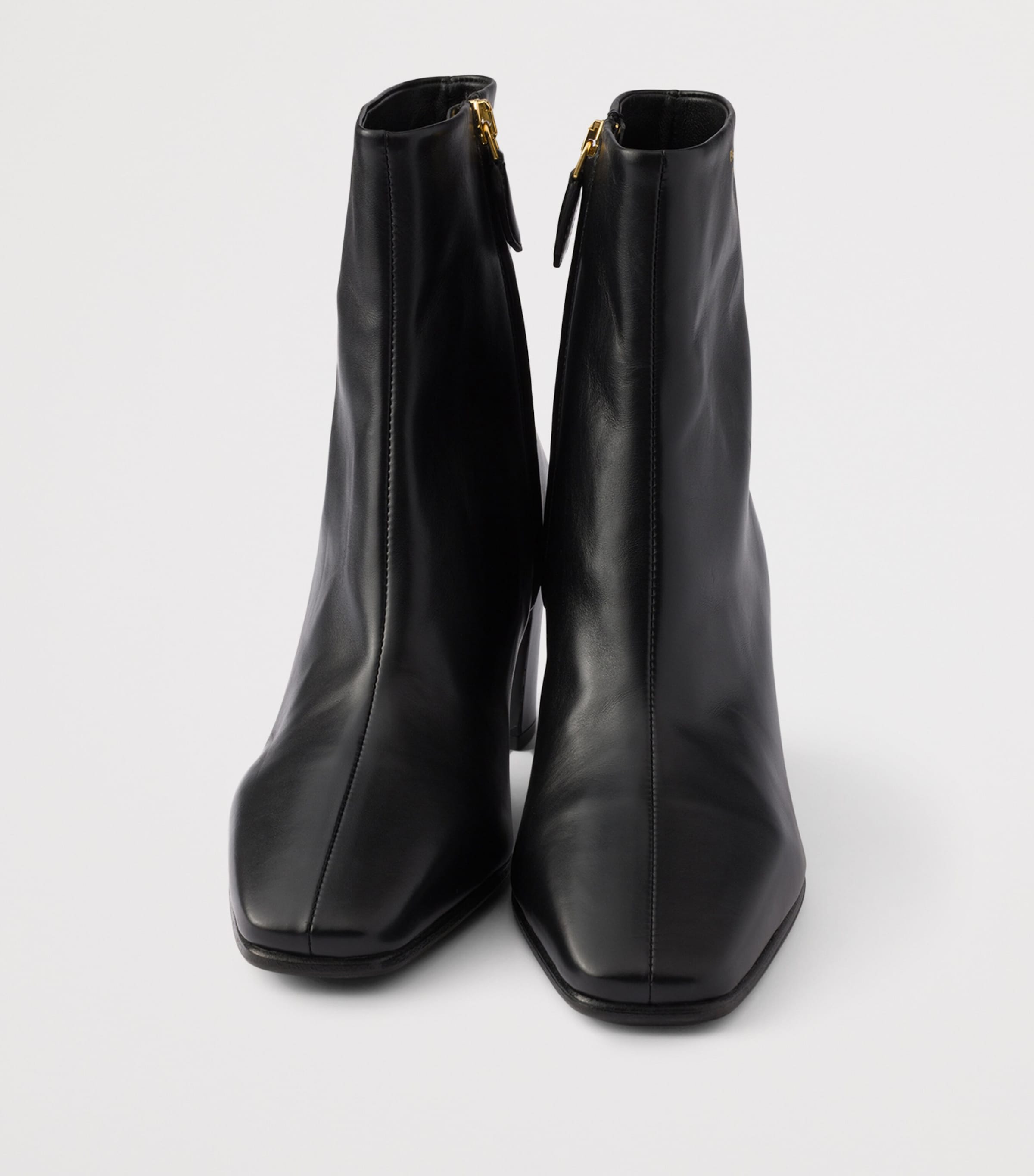 Prada Leather Heeled Booties Ankle Boots 65 Black Image 5