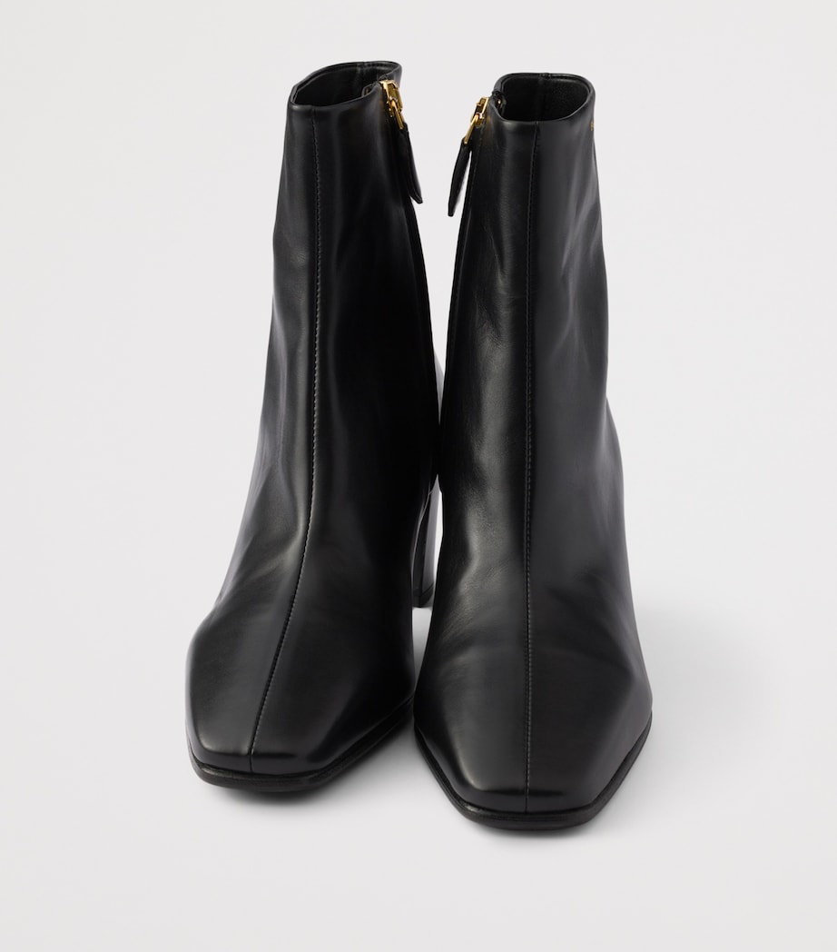 Prada Leather Heeled Booties Ankle Boots 65 Black Image 5