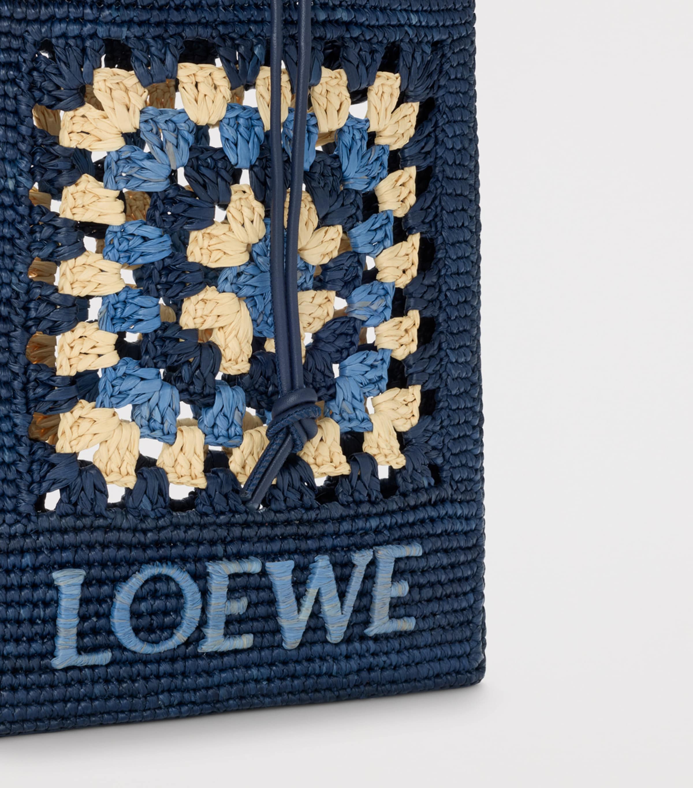 LOEWE Navy x Paula's Ibiza Crochet Pocket Patch Shoulder Bag