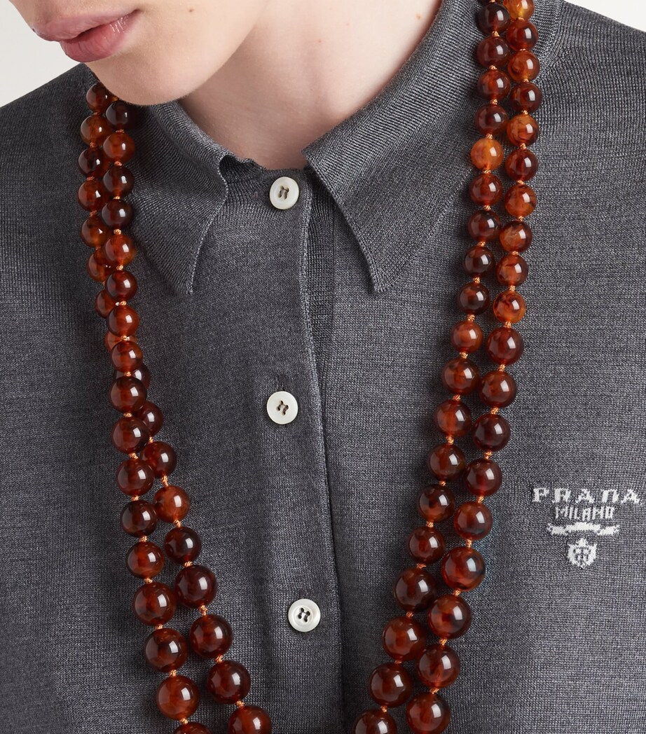 Prada Womens Silk Long-Sleeve Polo Shirt Image 5