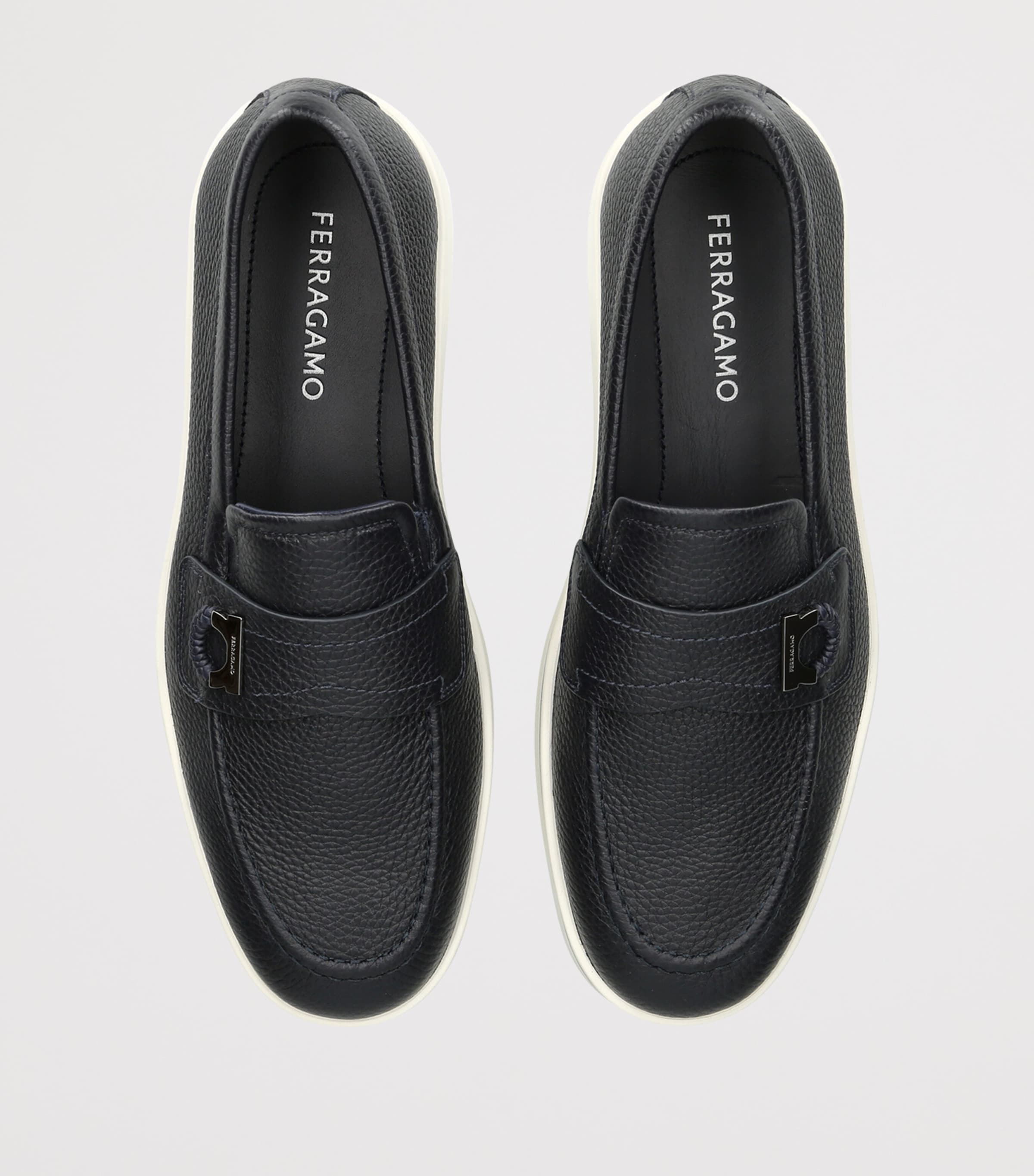 Salvatore Ferragamo Leather Tancredi Loafers Navy Image 3