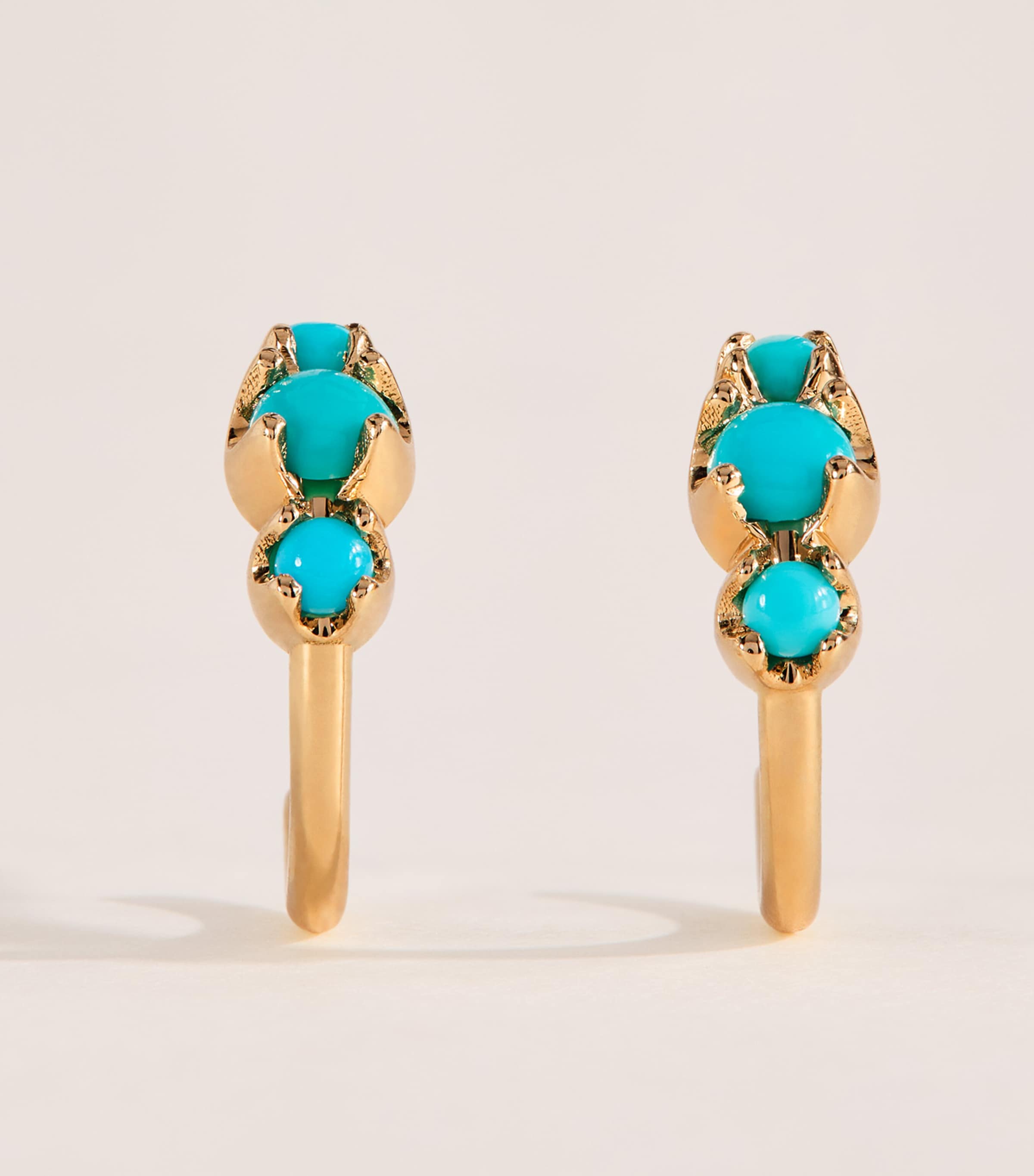 Jennifer Meyer Mini Yellow Gold and Turquoise Hoop Earrings Yellow Gold Image 1