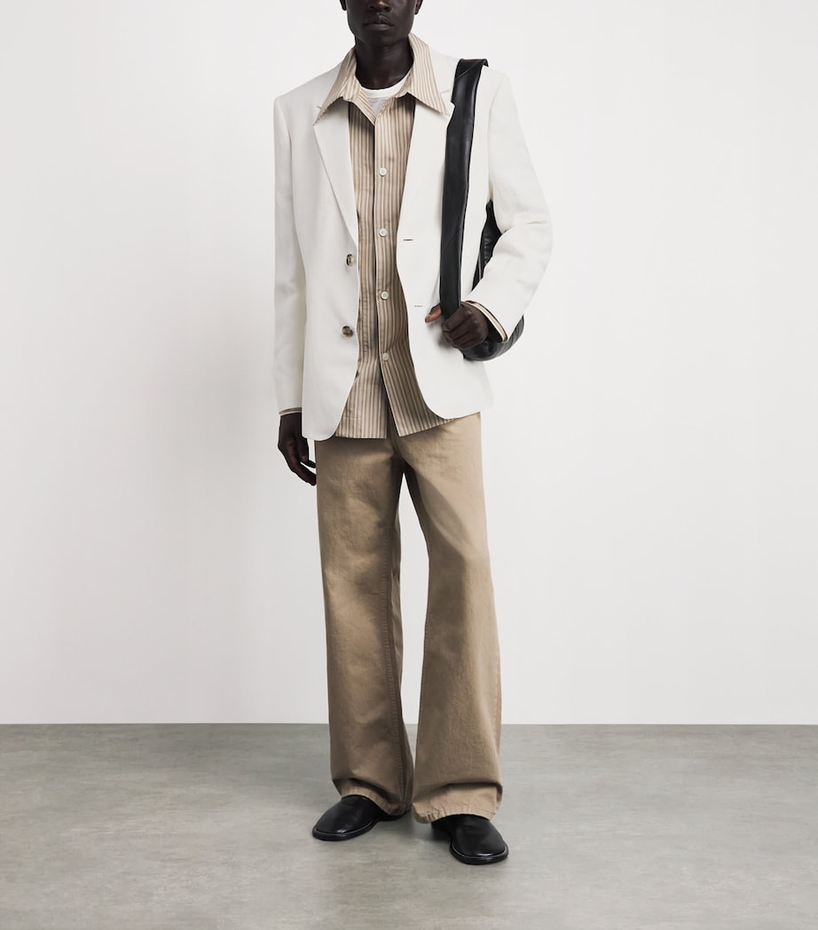 AMI Paris Mens Single-Breasted Blazer Blanc Creme Image 2