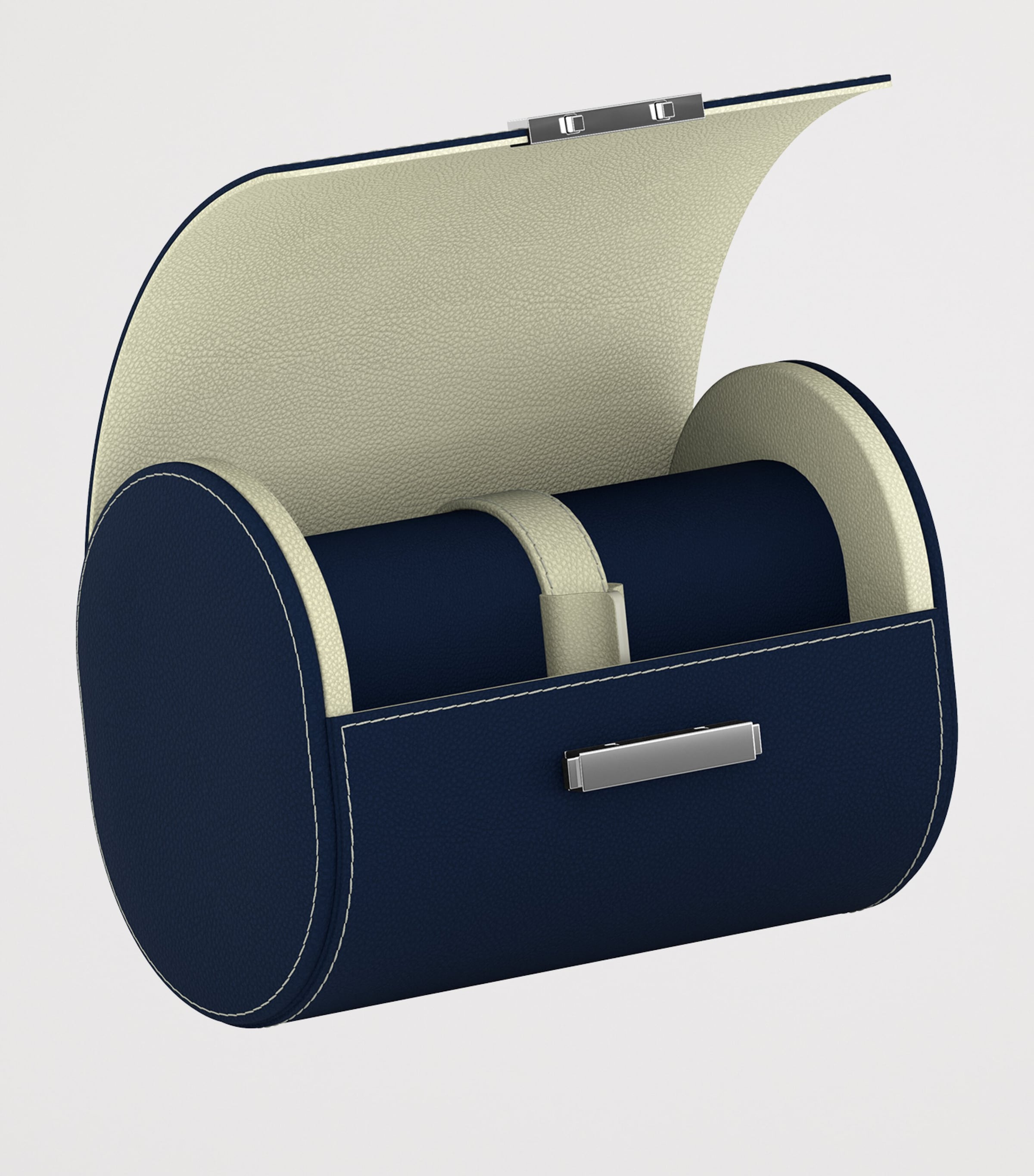 Scatola Del Tempo Leather Pochette 2 Watch Case Duo Navy/cream Image 2
