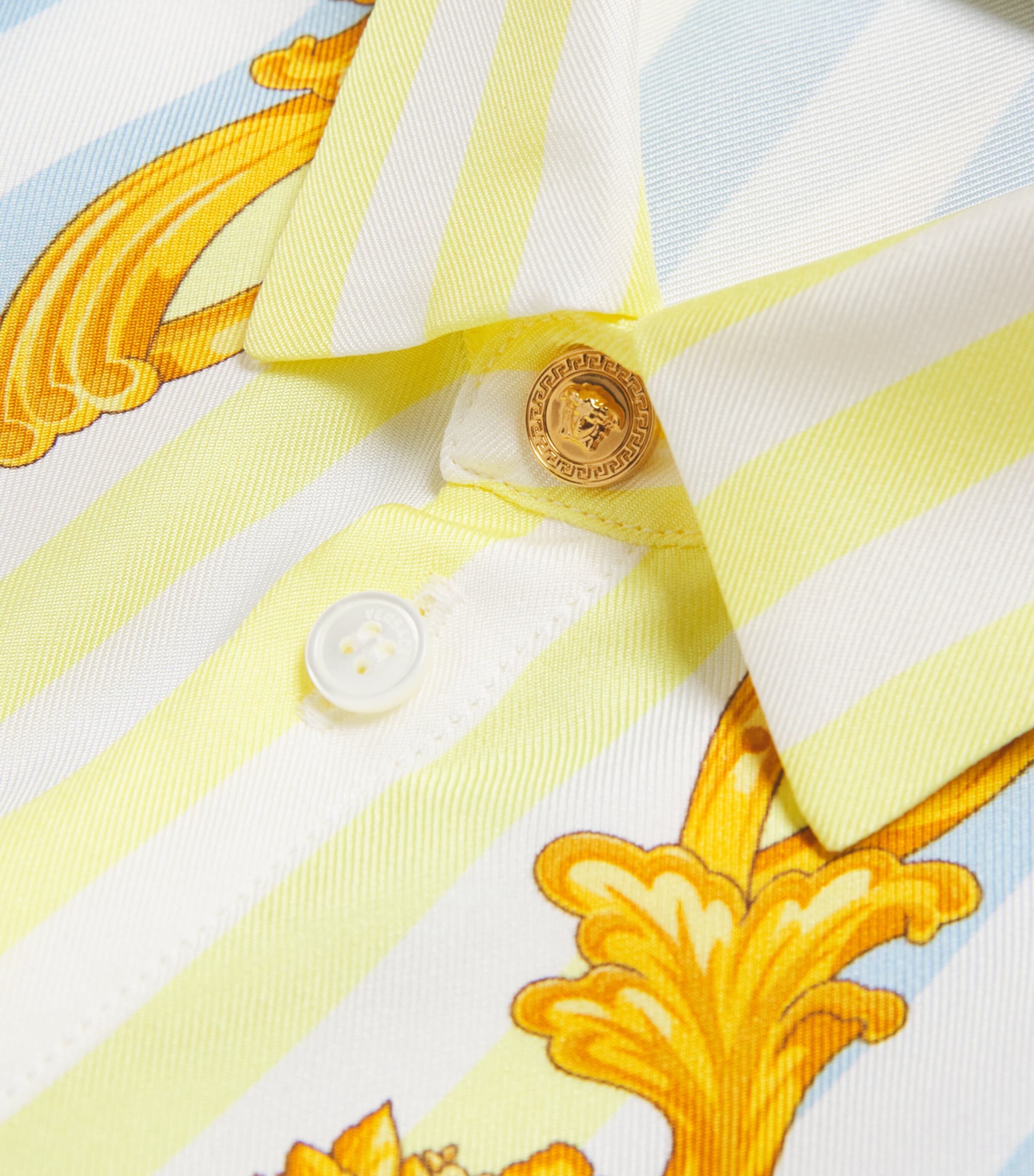 Silk Barocco Pinstripe Shirt (1-5 Years) 5UF40-95BLUE+YELLOW Image 4