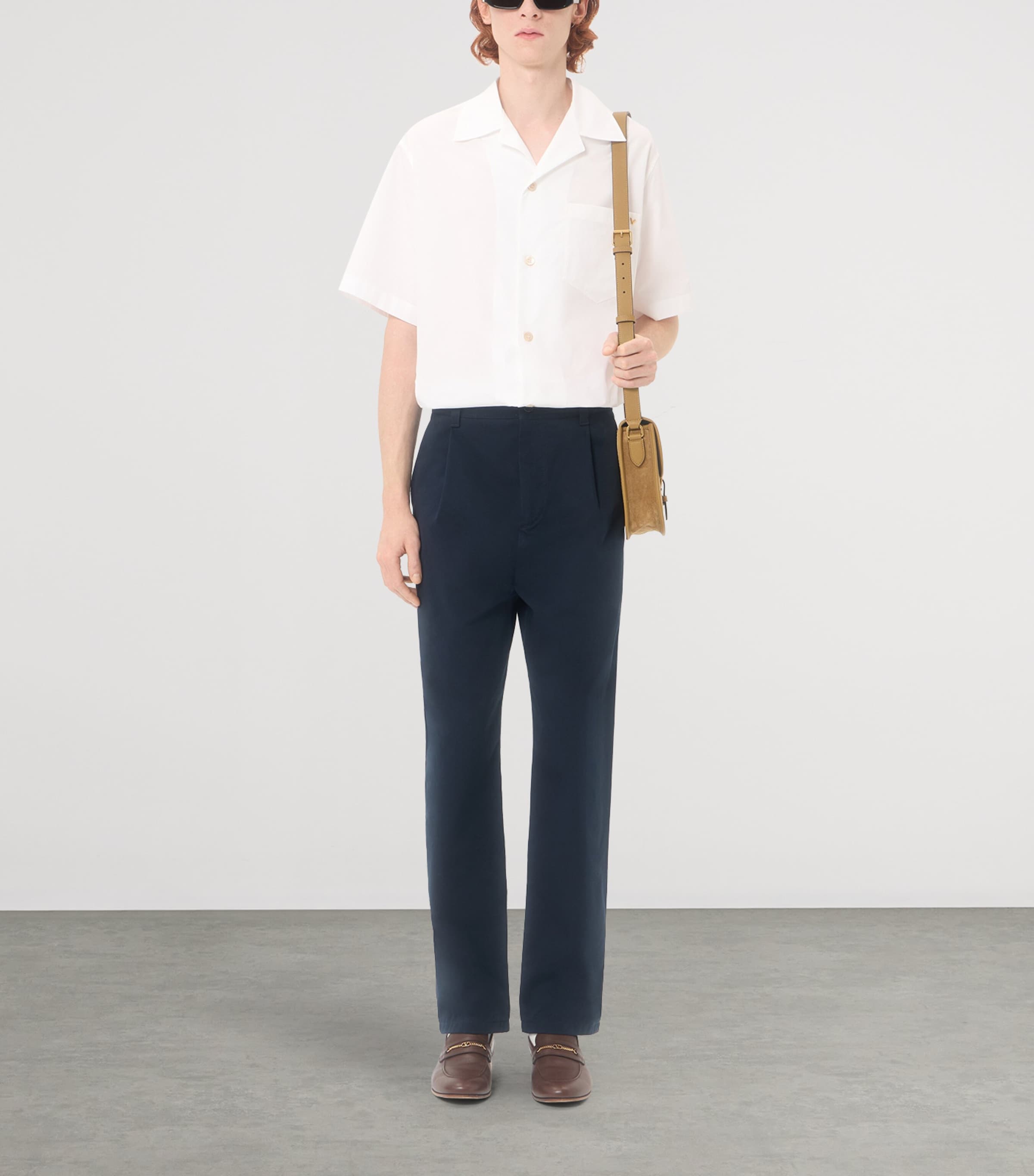 Valentino Garavani Mens Cotton Pleated Straight Chinos Image 5