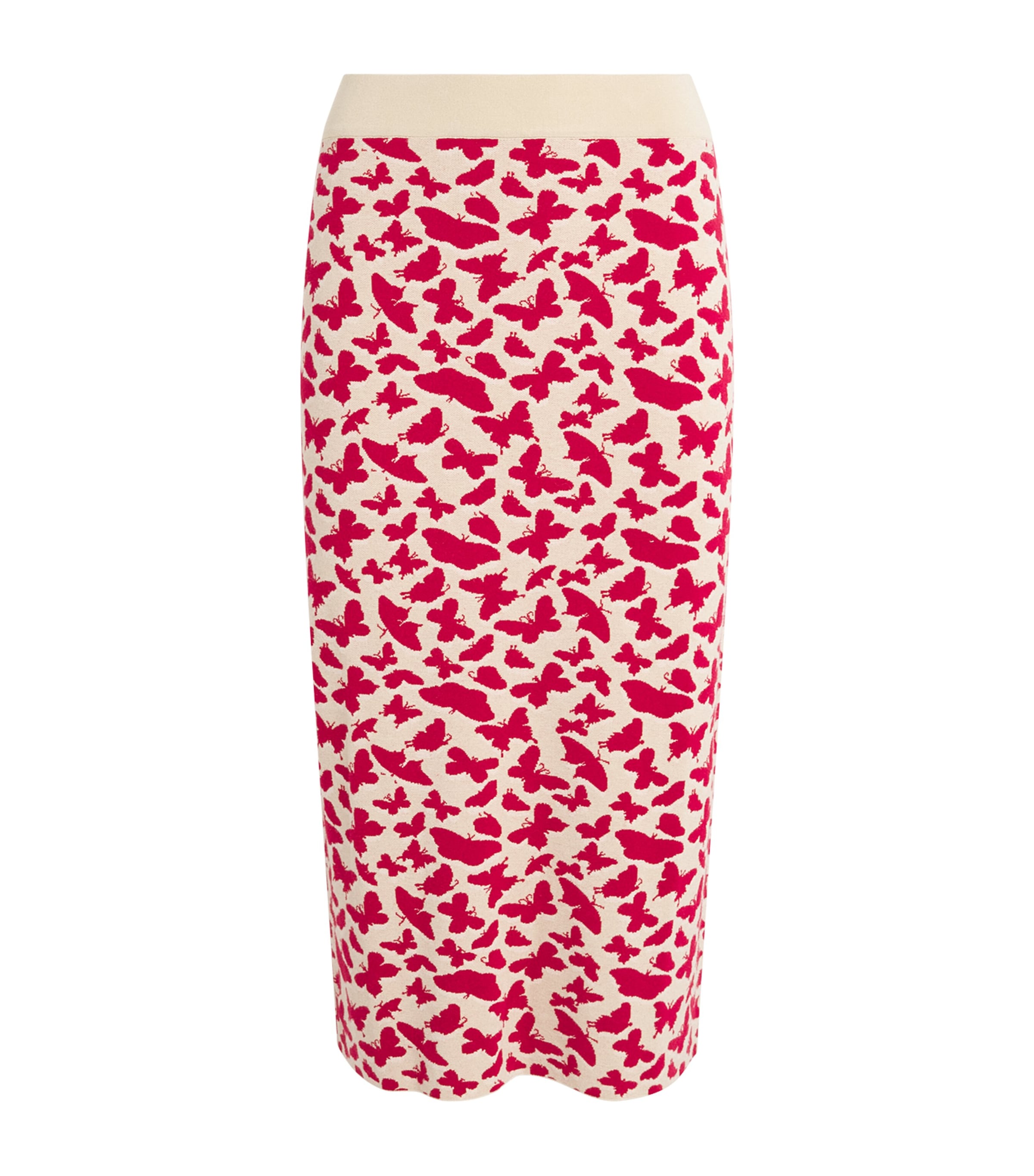 Weekend Max Mara Knitted Butterfly-jacquard Midi Skirt In Nude