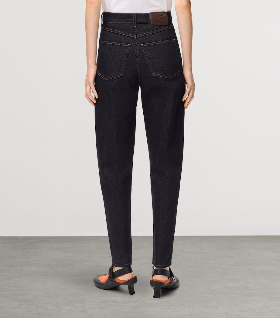 LOEWE Womens Mid-Rise Relaxed Jeans Dark Blue Image 4