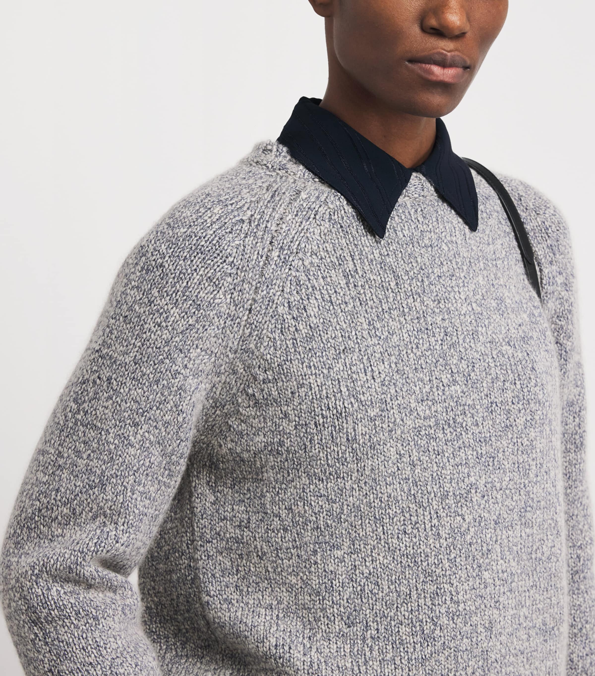 Johnstons Of Elgin Womens Cashmere-Cotton Bay Sweater Sea Surf Image 3