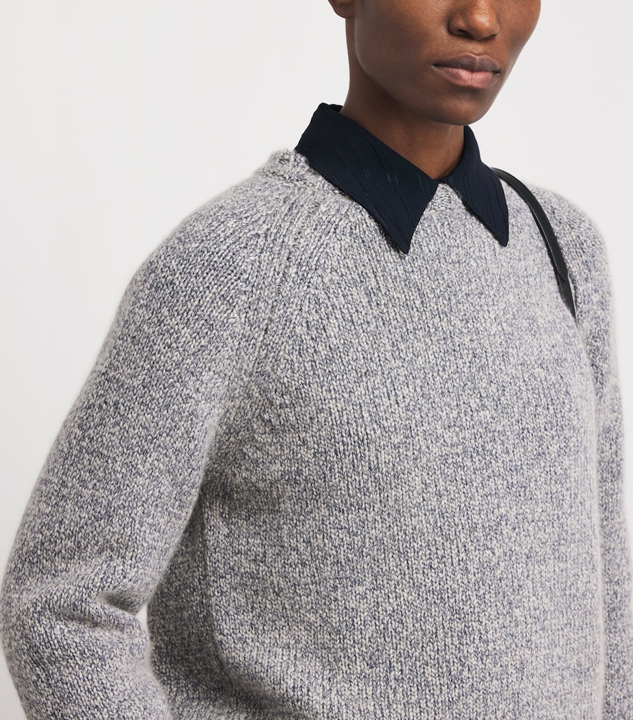 Johnstons Of Elgin Womens Cashmere-Cotton Bay Sweater Sea Surf Image 3