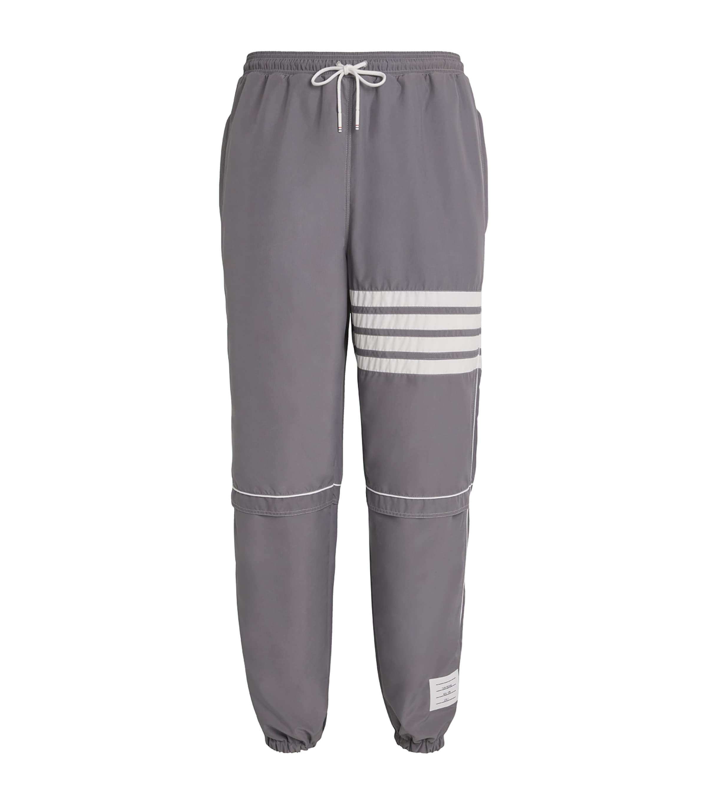 Thom Browne Mid Rise Ripstop Track Pants In Grey