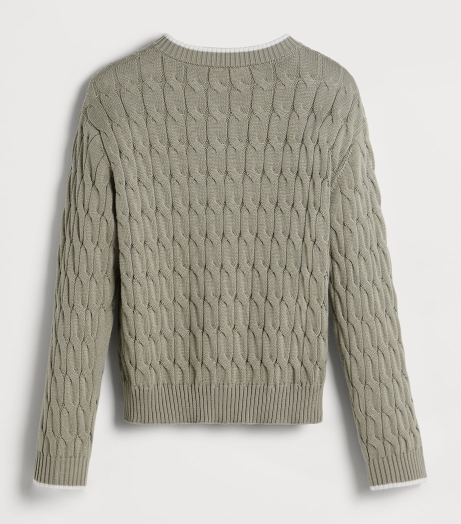 Brunello Cucinelli Kids Cotton Cable-Knit Cardigan (4-6 Years) Image 2