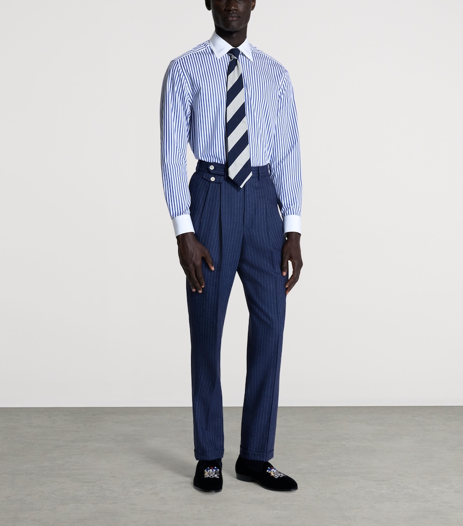Dunhill Mens Cotton Stripe Shirt White Image 2