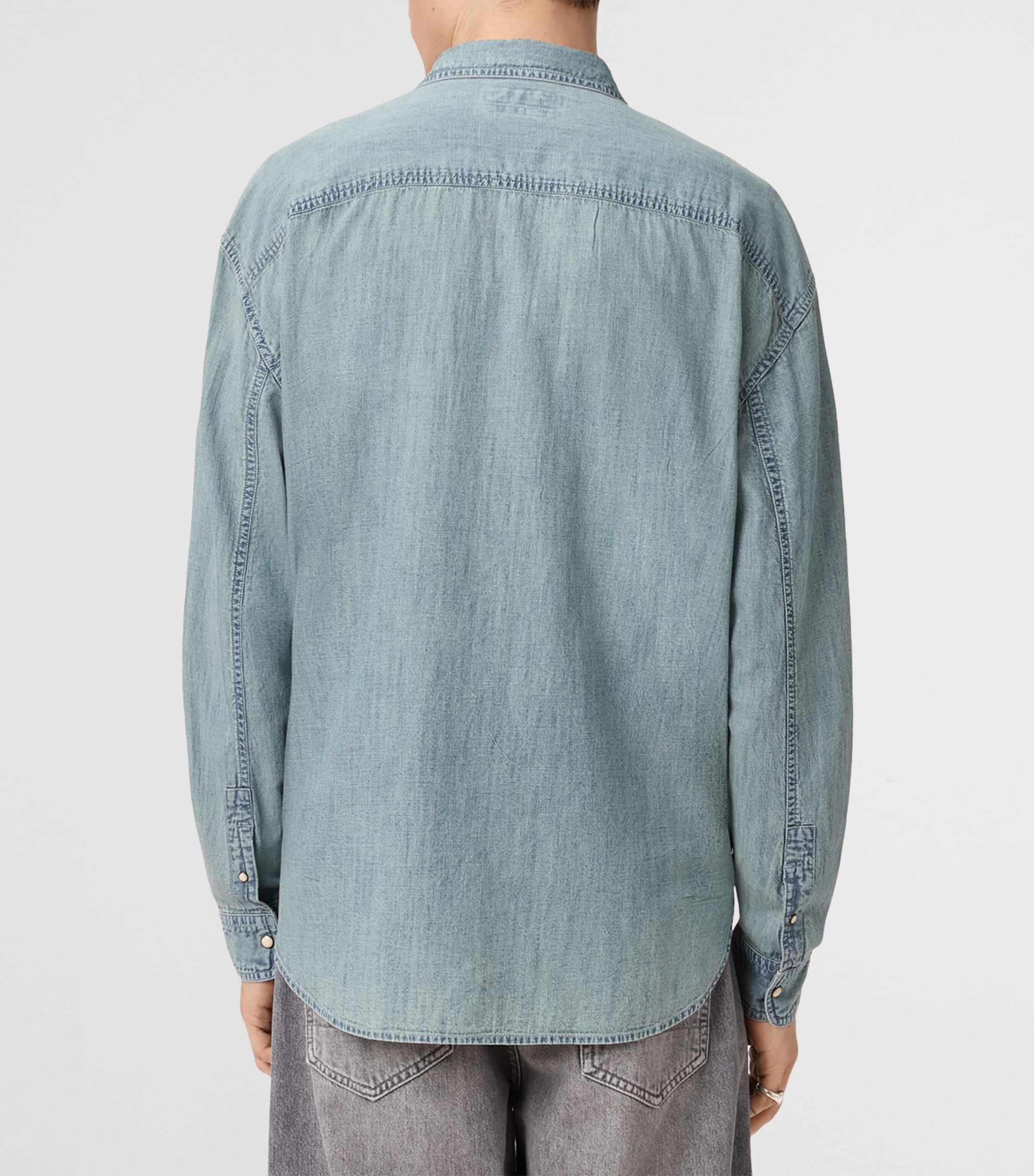 AllSaints Mens Oversized Gribbs Shirt Faded Indigo Image 4