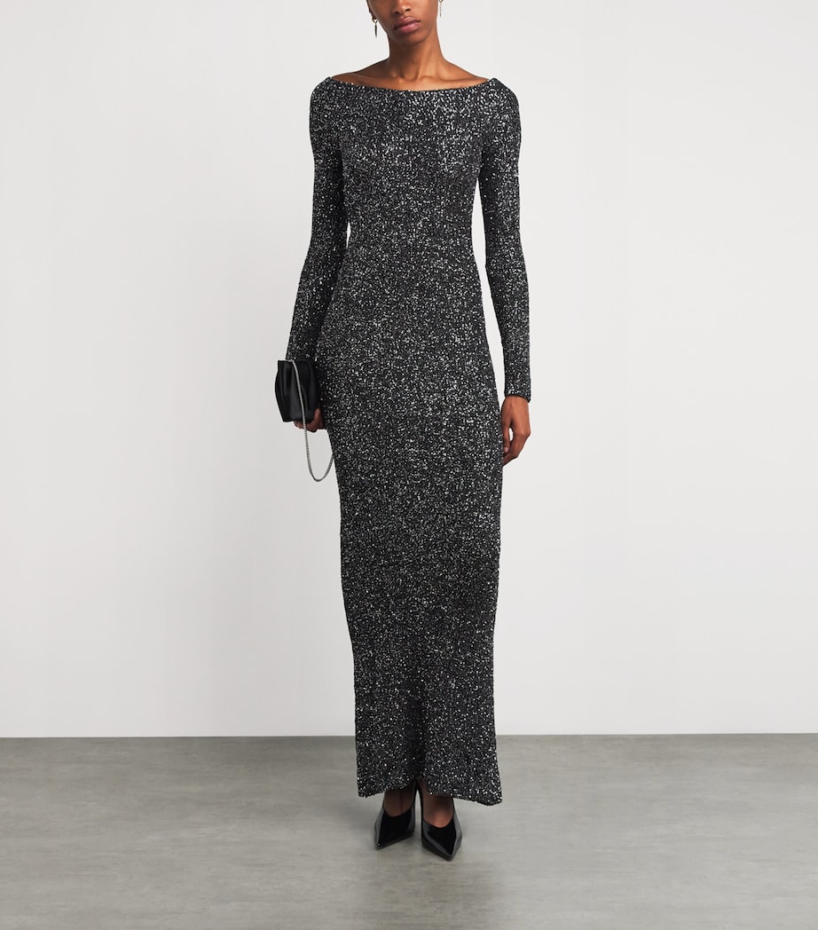 Sequin Off-The-Shoulder Gown 1000 BLACK Image 2