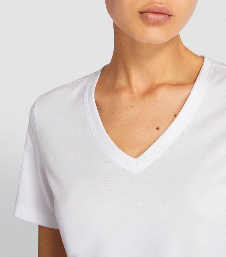 Falke Womens Pima Cotton V-Neck T-Shirt White Image 6
