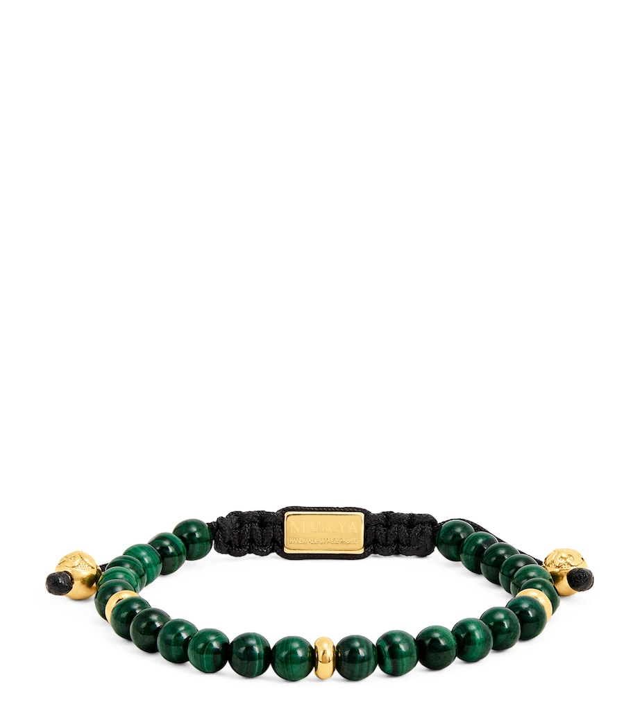 Gold-Plated Stainless Steel and Malachite Beaded Bracelet MULTI Image 1