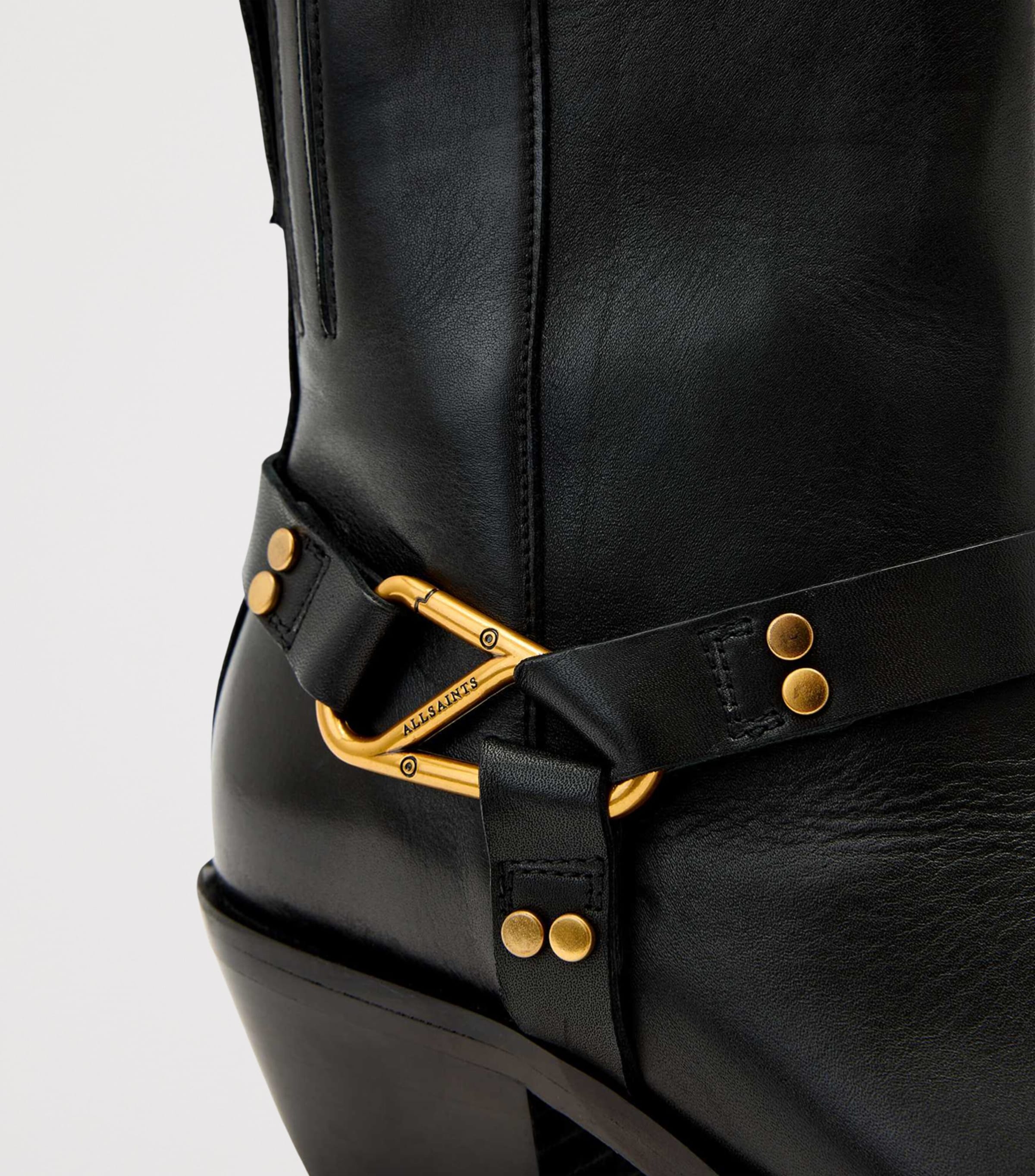 AllSaints Leather Fox Carabiner Boots Black Image 5