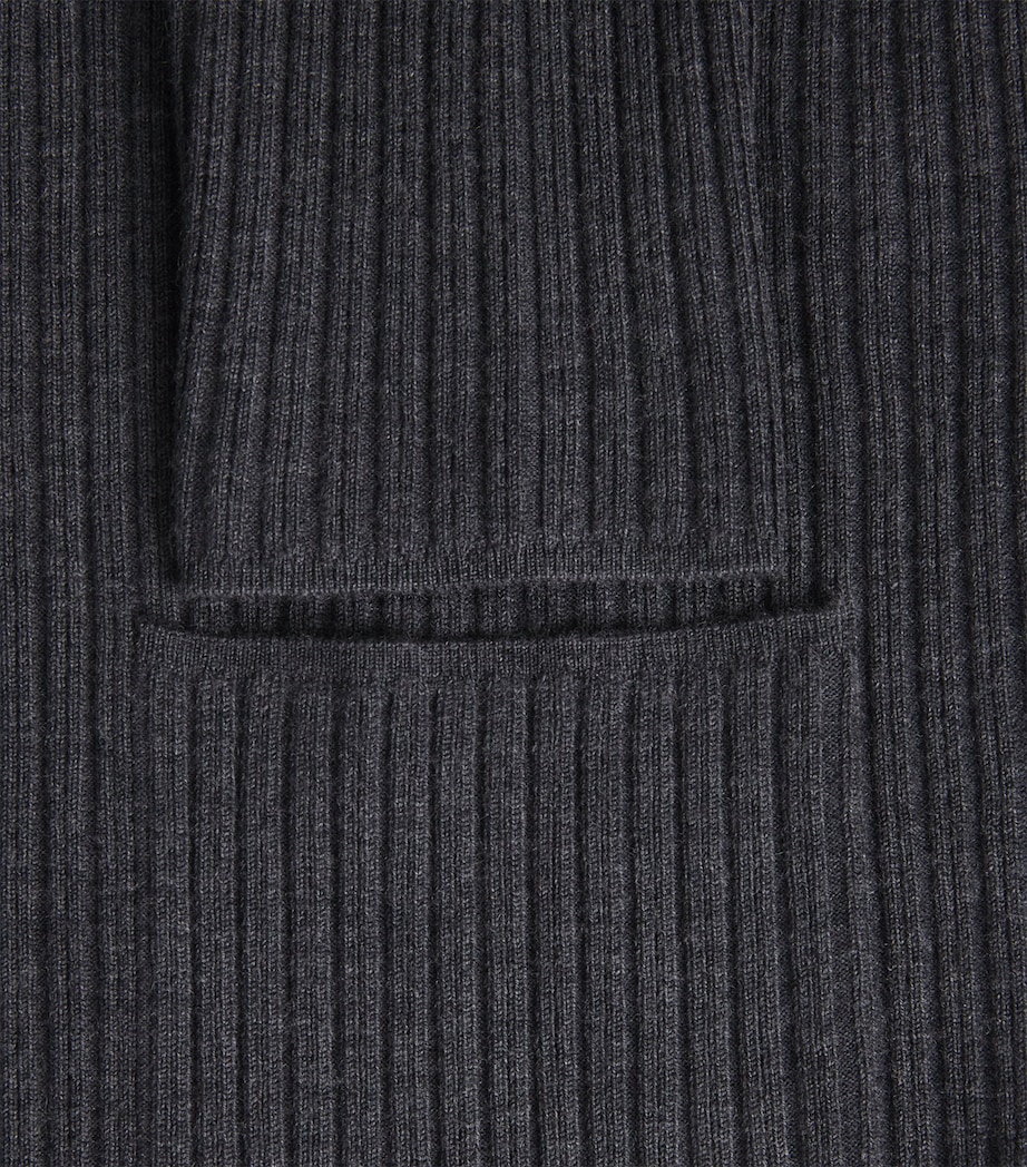 Wool-Blend Ribbed Cardigan SMOKE Image 5