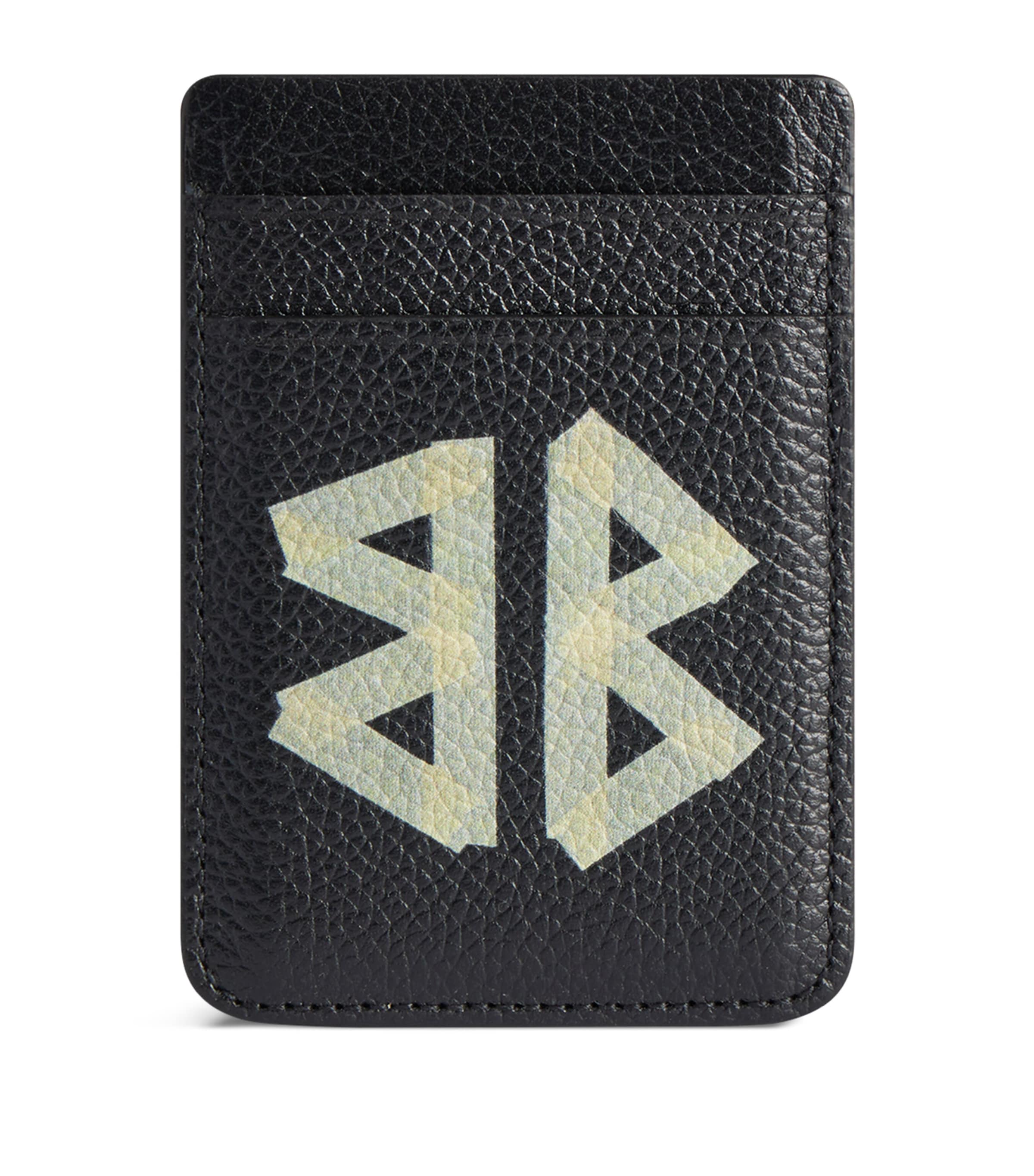 Balenciaga Calfskin Phone Card Holder In Black