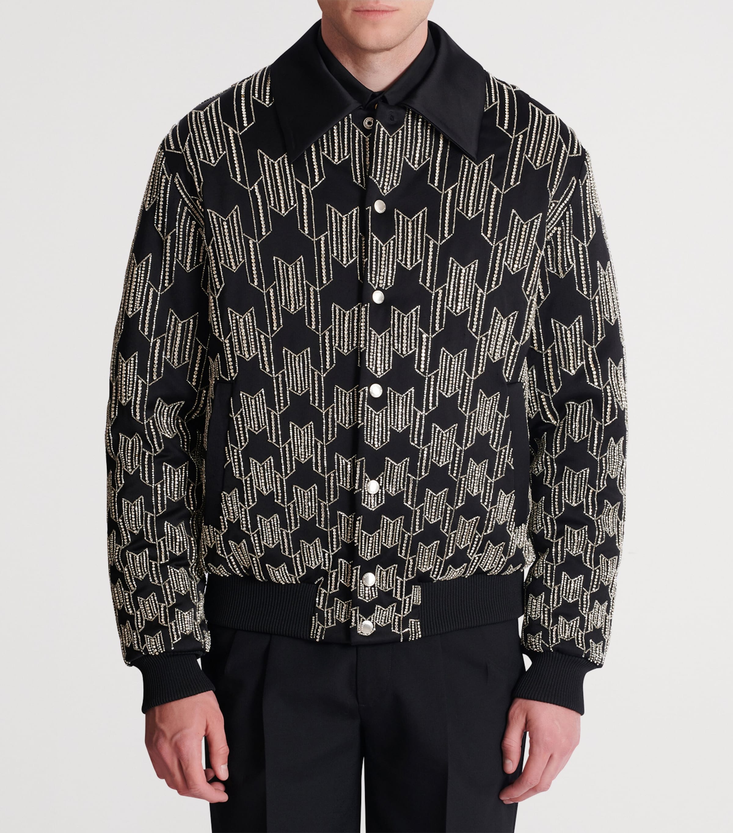 Satin Houndstooth Bomber Jacket EAW NOIR/CRISTAL Image 4