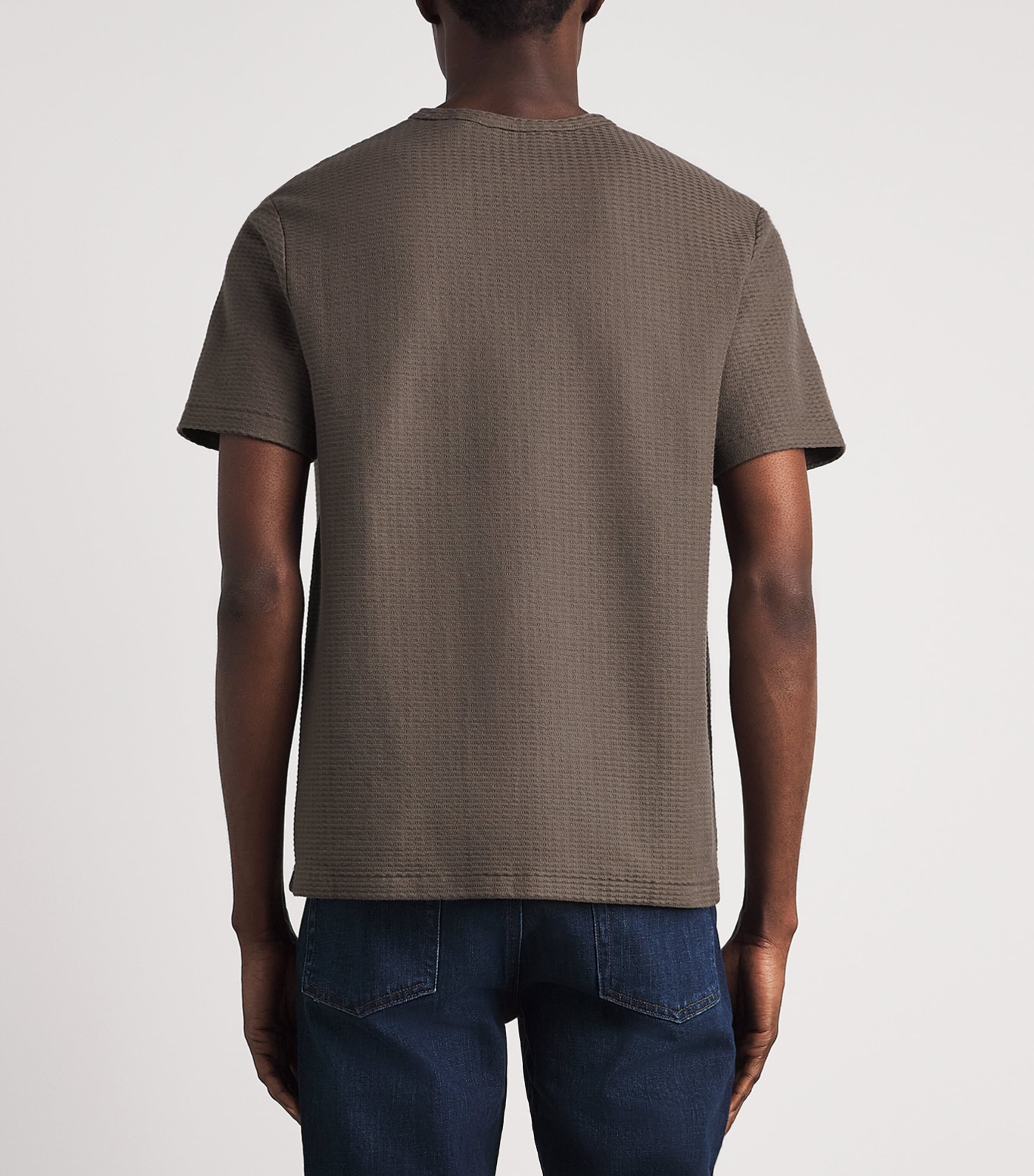 FRAME Mens Cotton Jacquard T-Shirt Soft Taupe Image 5