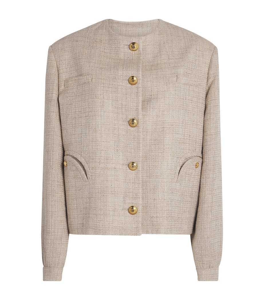 Blazé Milano Womens Cotton-Blend Tweed Gliss Bolero Jacket Sand Image 1