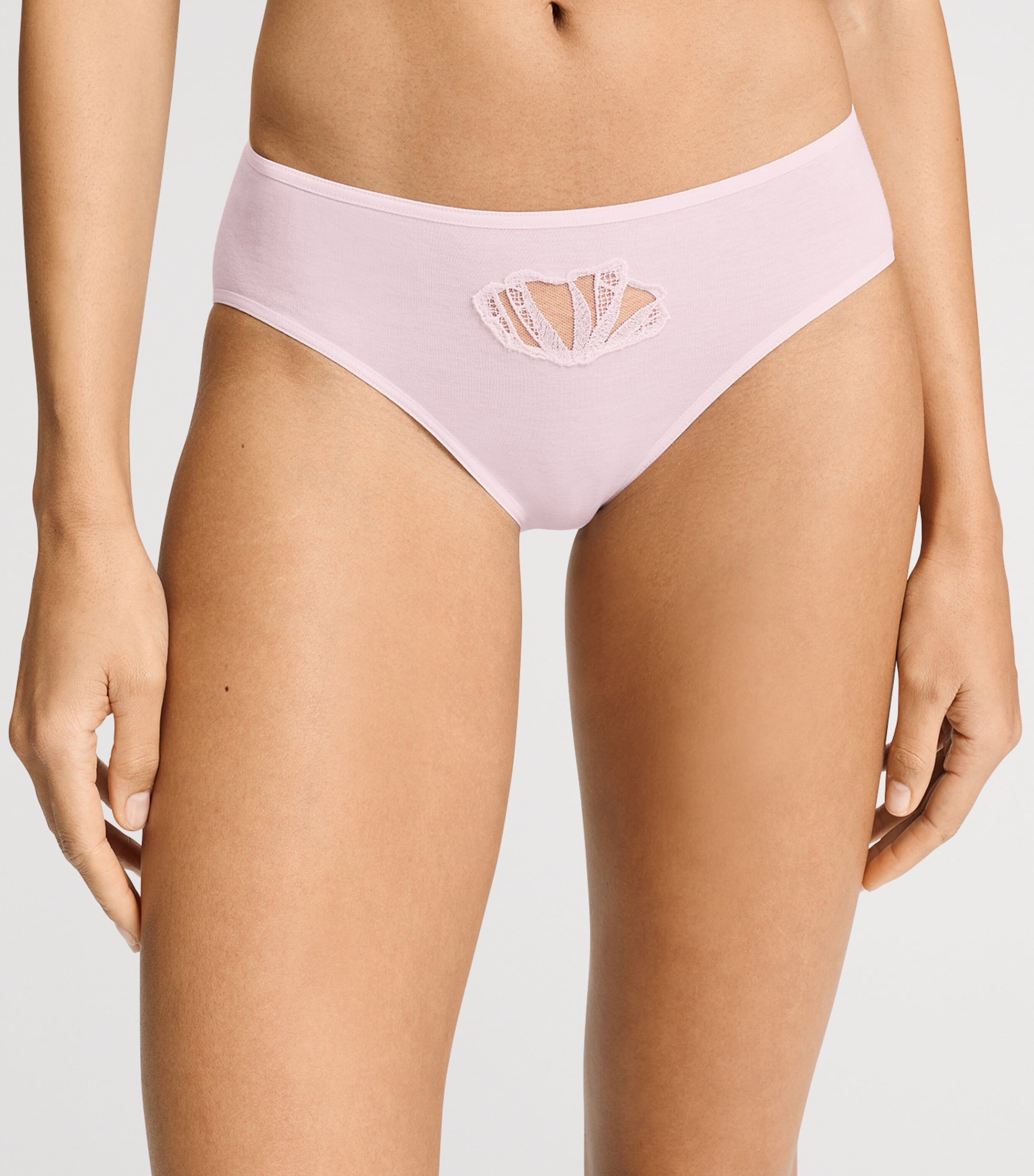 Hanro Womens Cotton Lace-Detail Rosaria Briefs Rose Bath Image 4