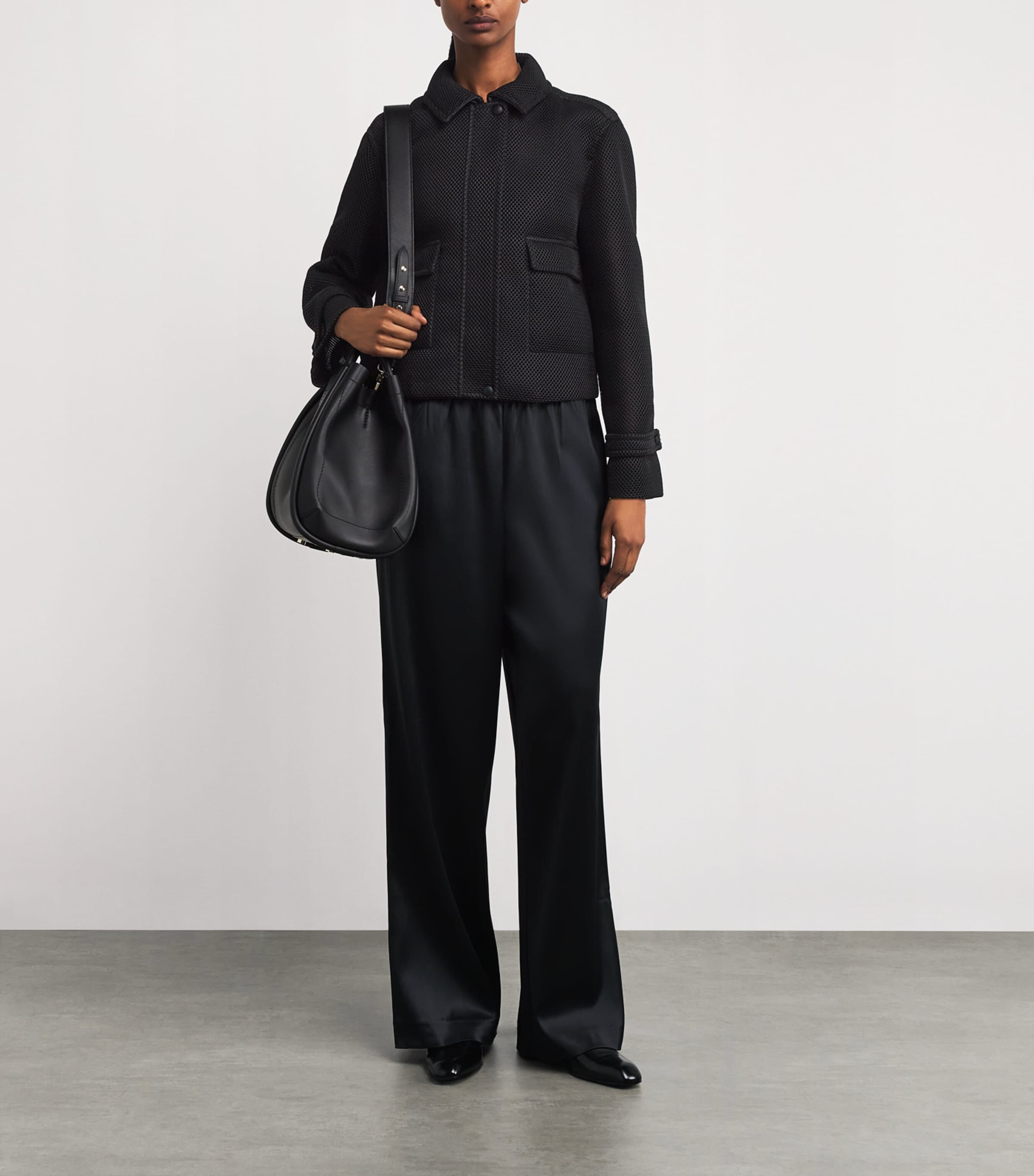 Mesh Bomber Jacket BLACK Image 2